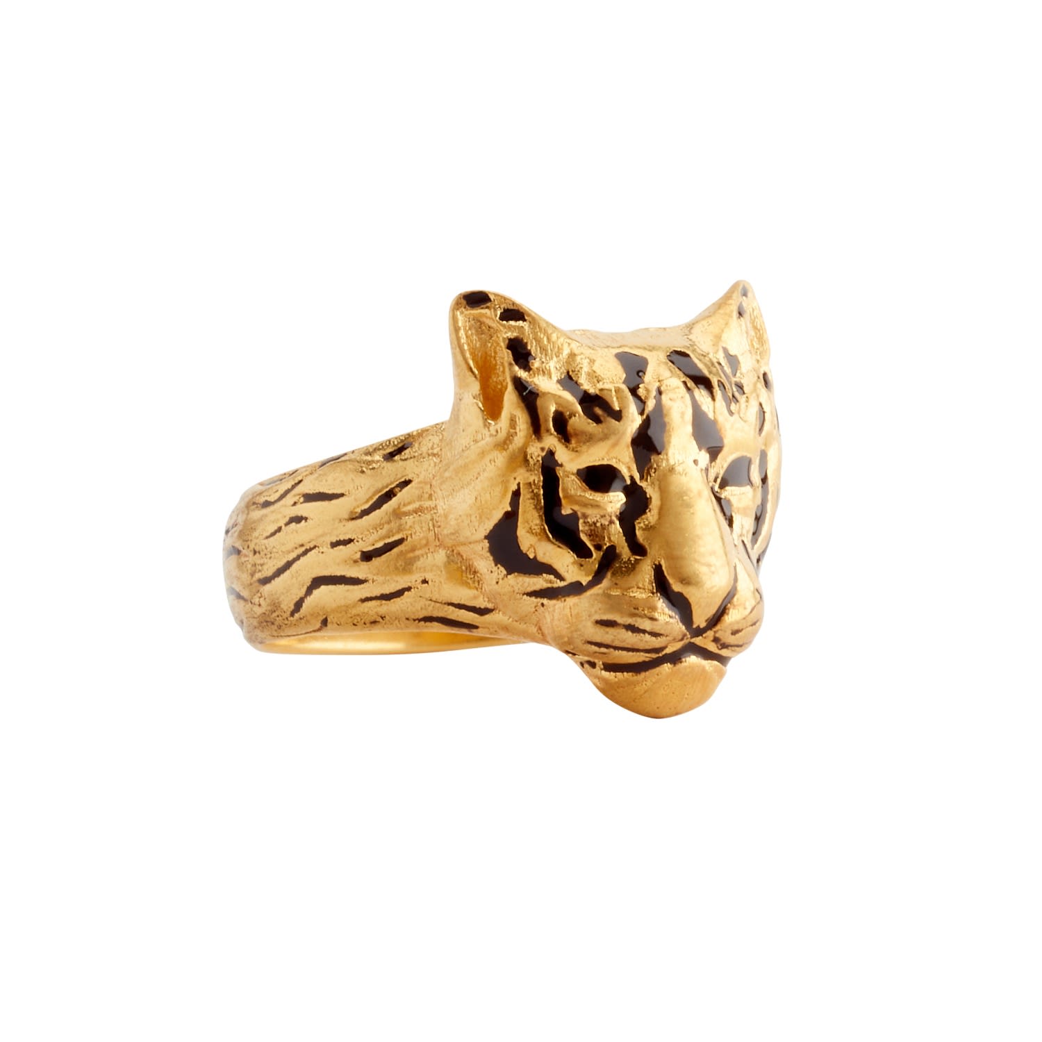 Rize Women's Black / Gold Wild Tigress Ring - Gold Vermeil & Black Enamel