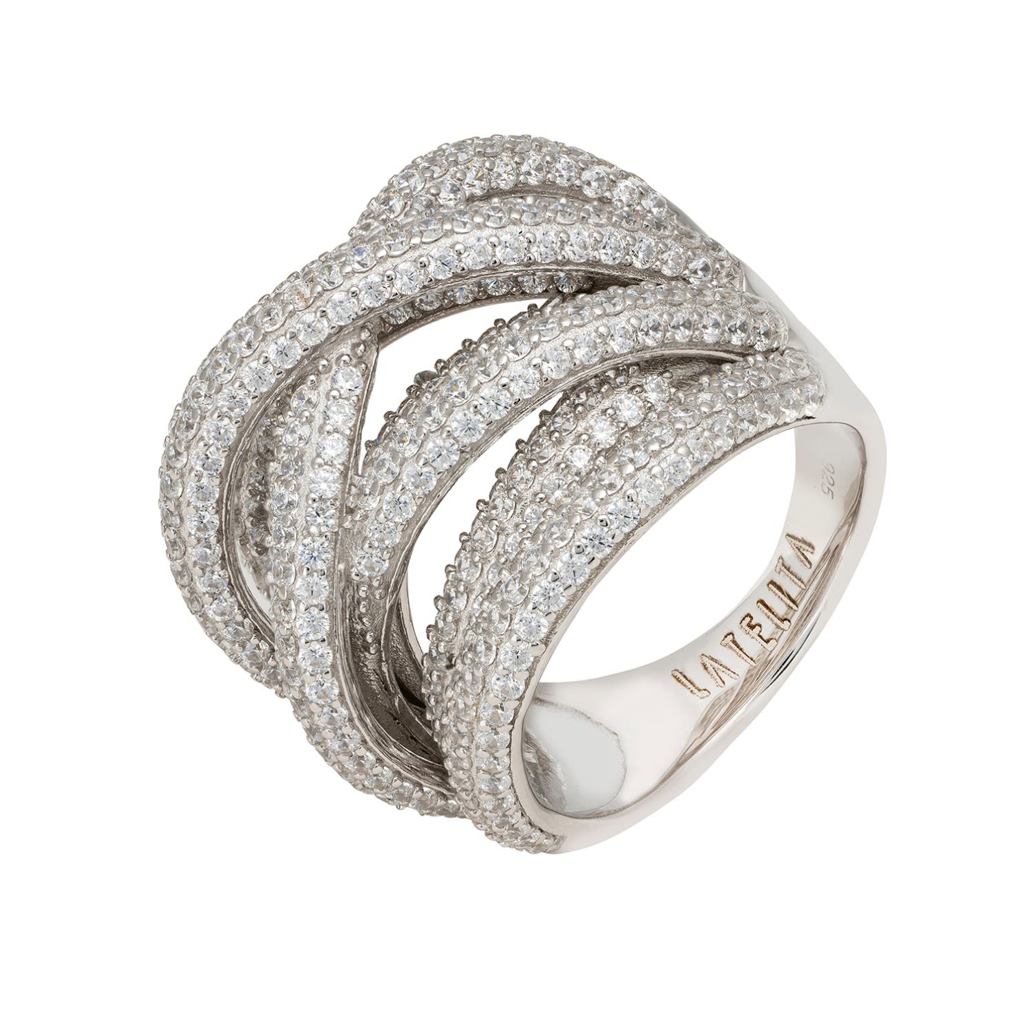 Women’s Silver / White Crossover Multi-Strand Cocktail Ring Silver Latelita