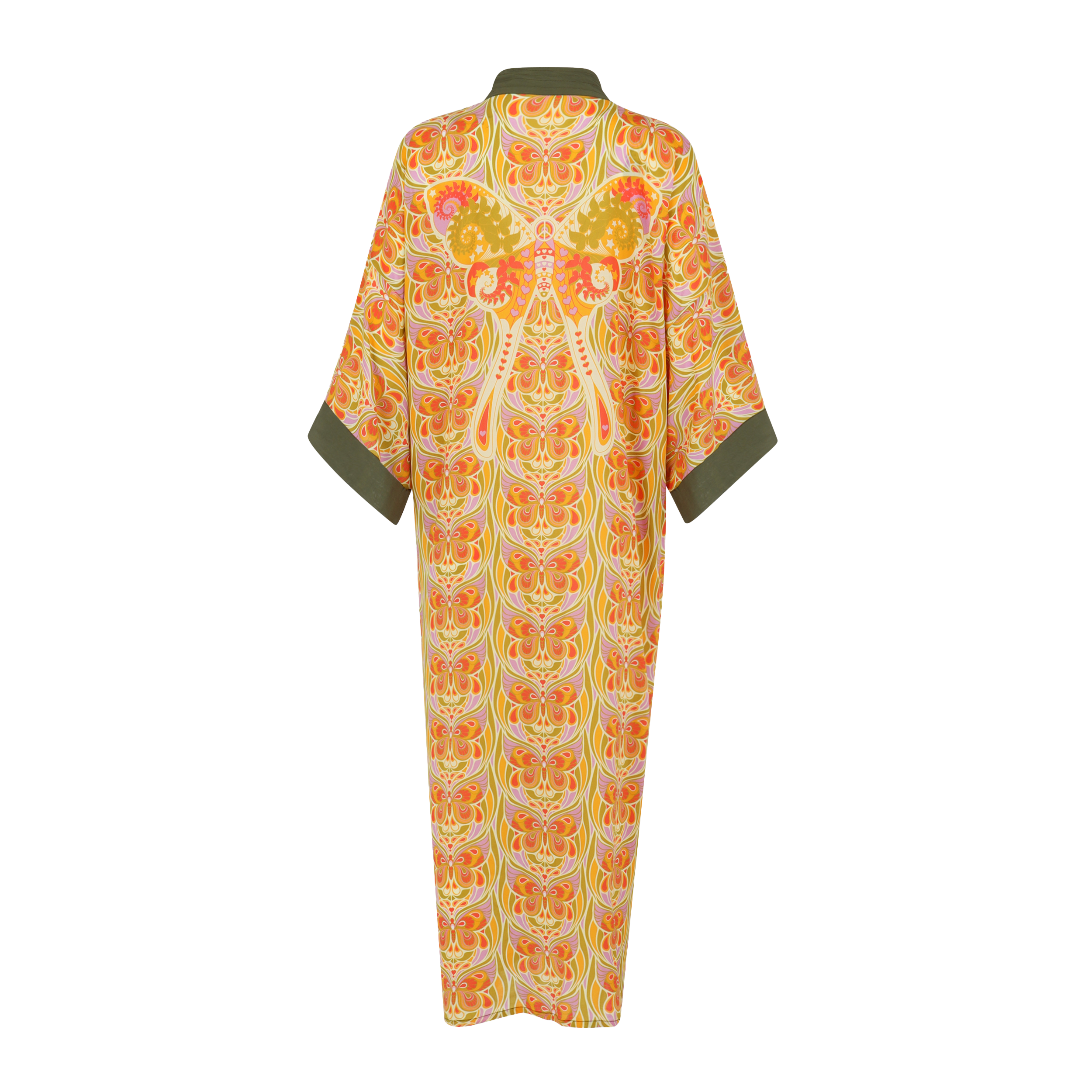 Henelle Duster Robe In Green/yellow/orange