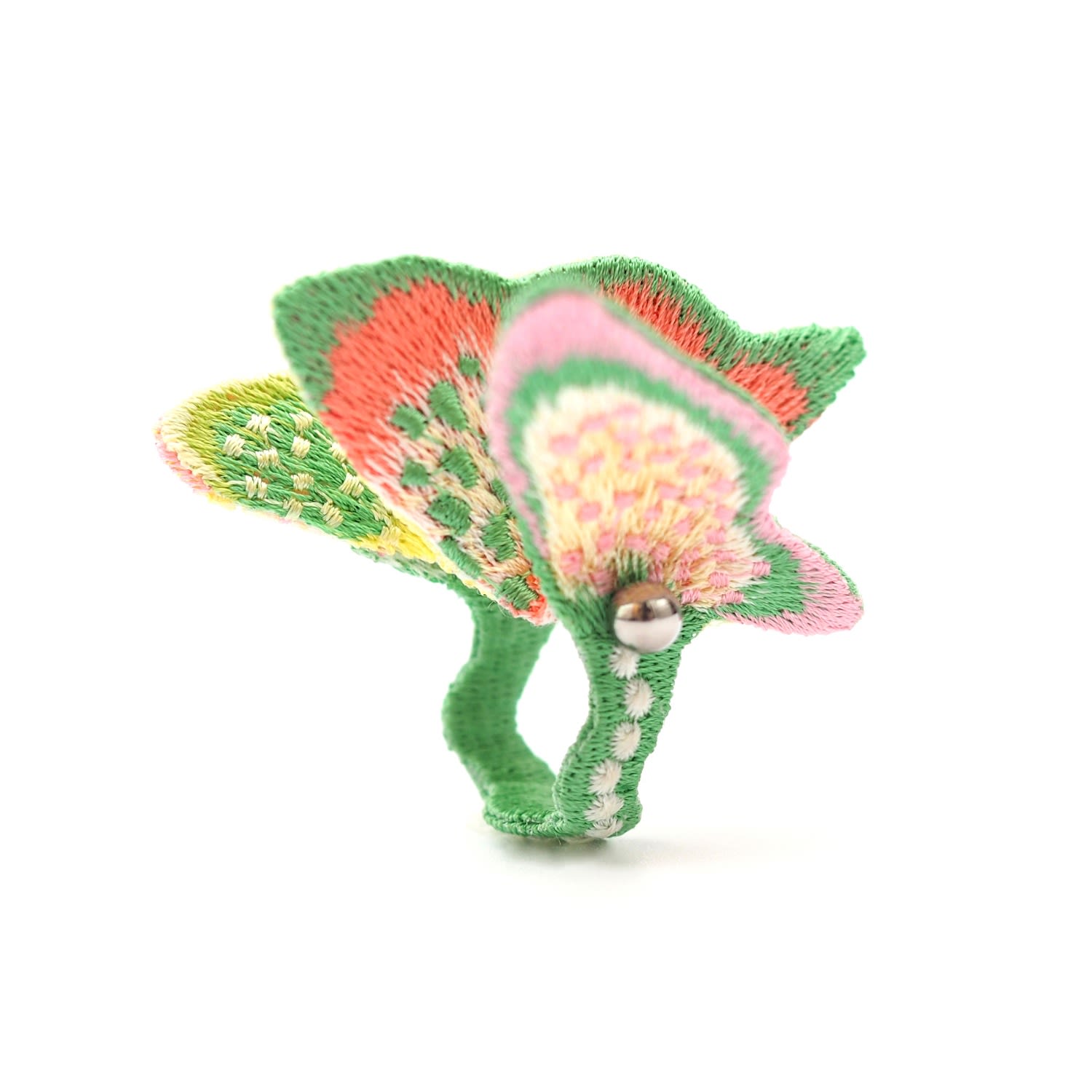 Nana Watanabe Women's Land Embroidery Butterfly - Green In Green