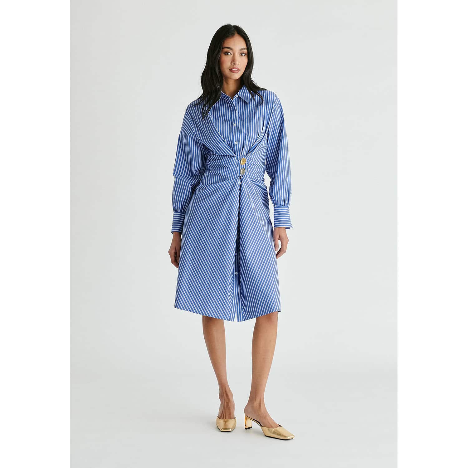 asymmetric-striped-shirt-dress