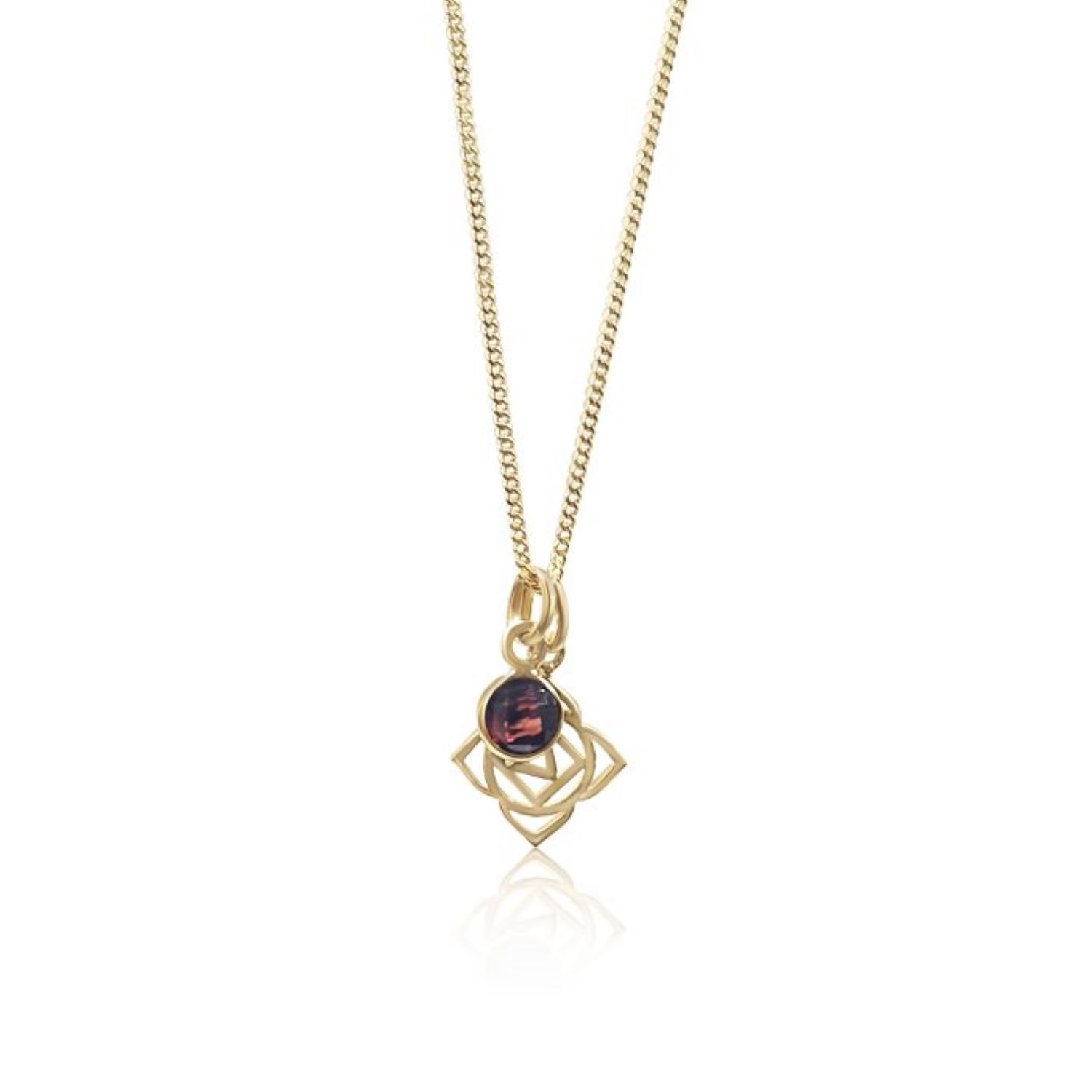 The Jewellery Store London Women's Gold / Red Root Chakra/muladhara Chakra Charm Necklace In Gold Vermeil– Garnet