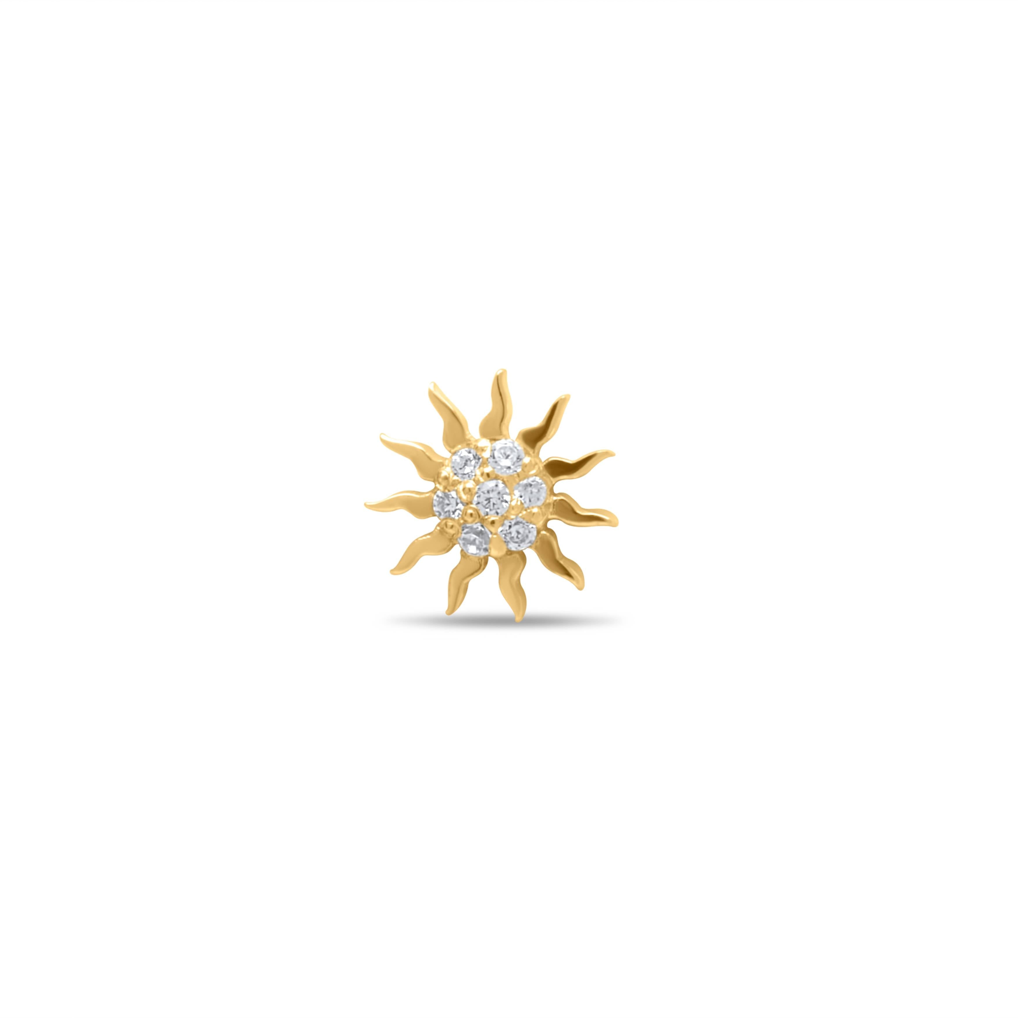 La Vie Jewelry Women's Sun Single Stud Earring - Gold Plated