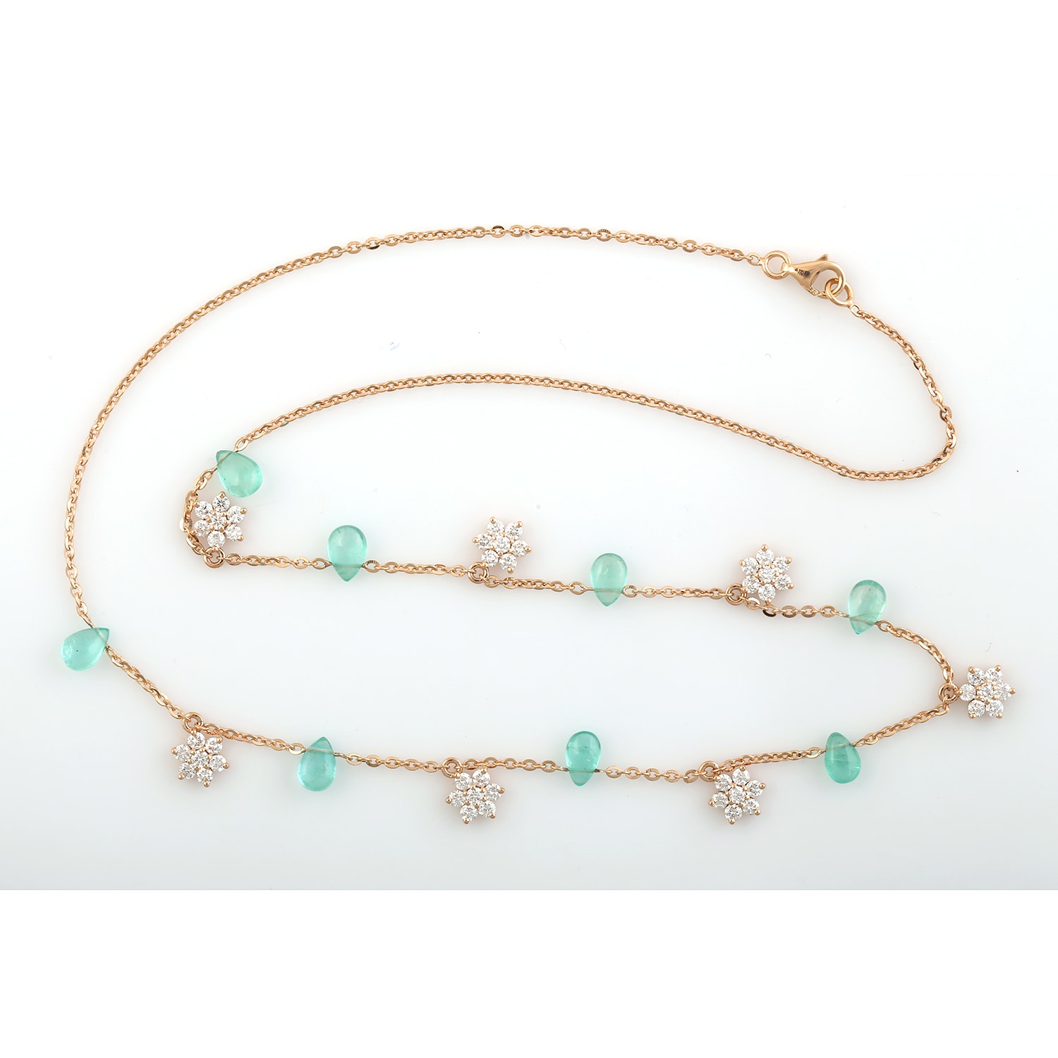 Artisan Women's Green / White / Gold Emerald & Diamond Beaded Choker Necklace In 18k Yellow Gold In Multi
