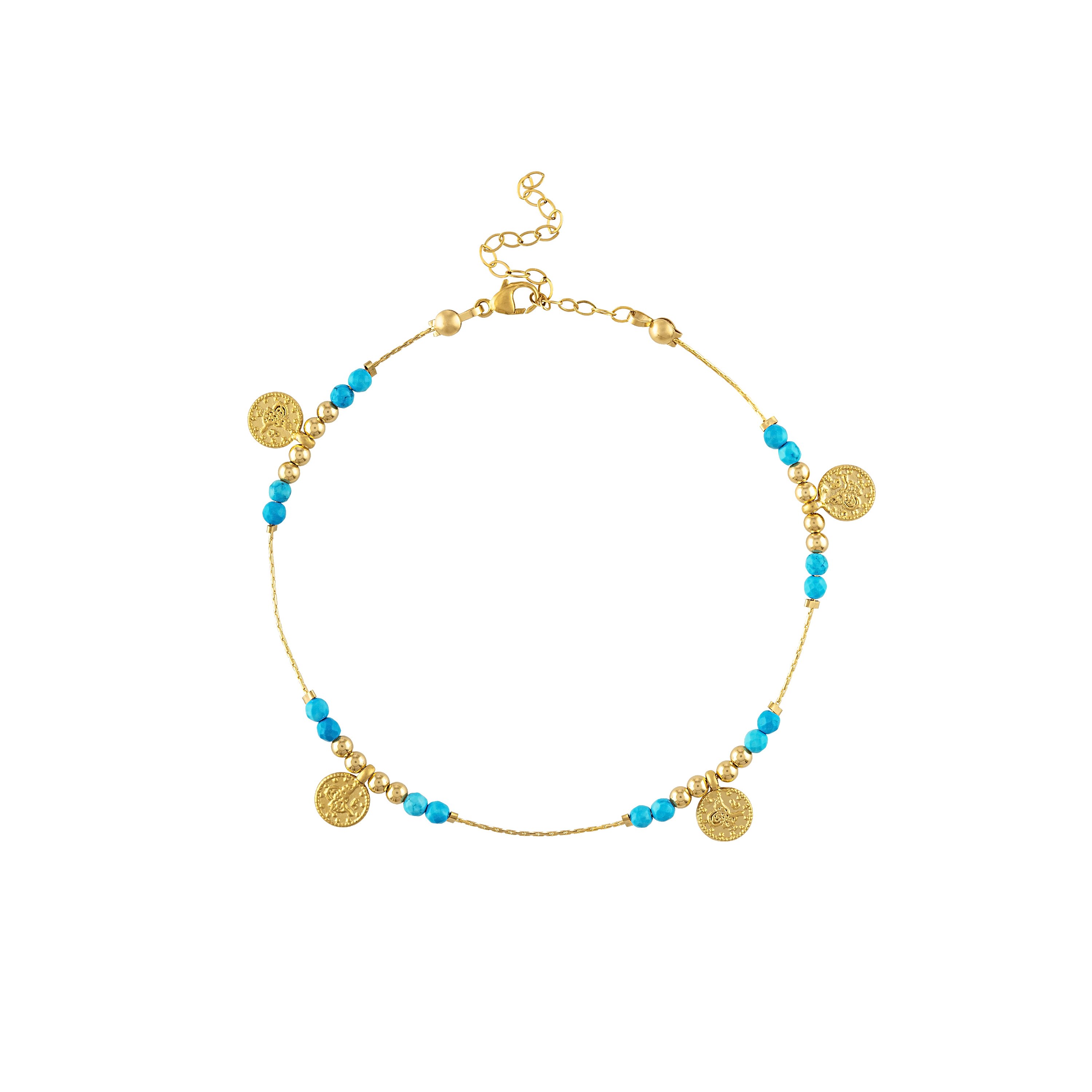 Women's Gold Journey Turq Magnesite Anklet | Olivia Le