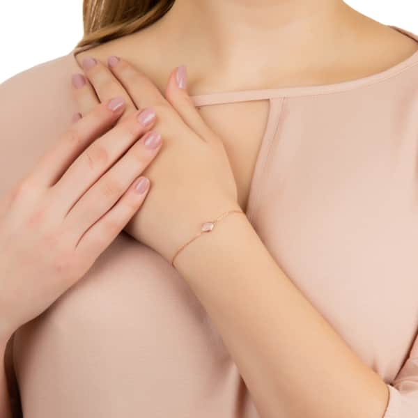 Latelita London Pisa Mini Teardrop Bracelet Silver Rose Quartz In Teardrop
