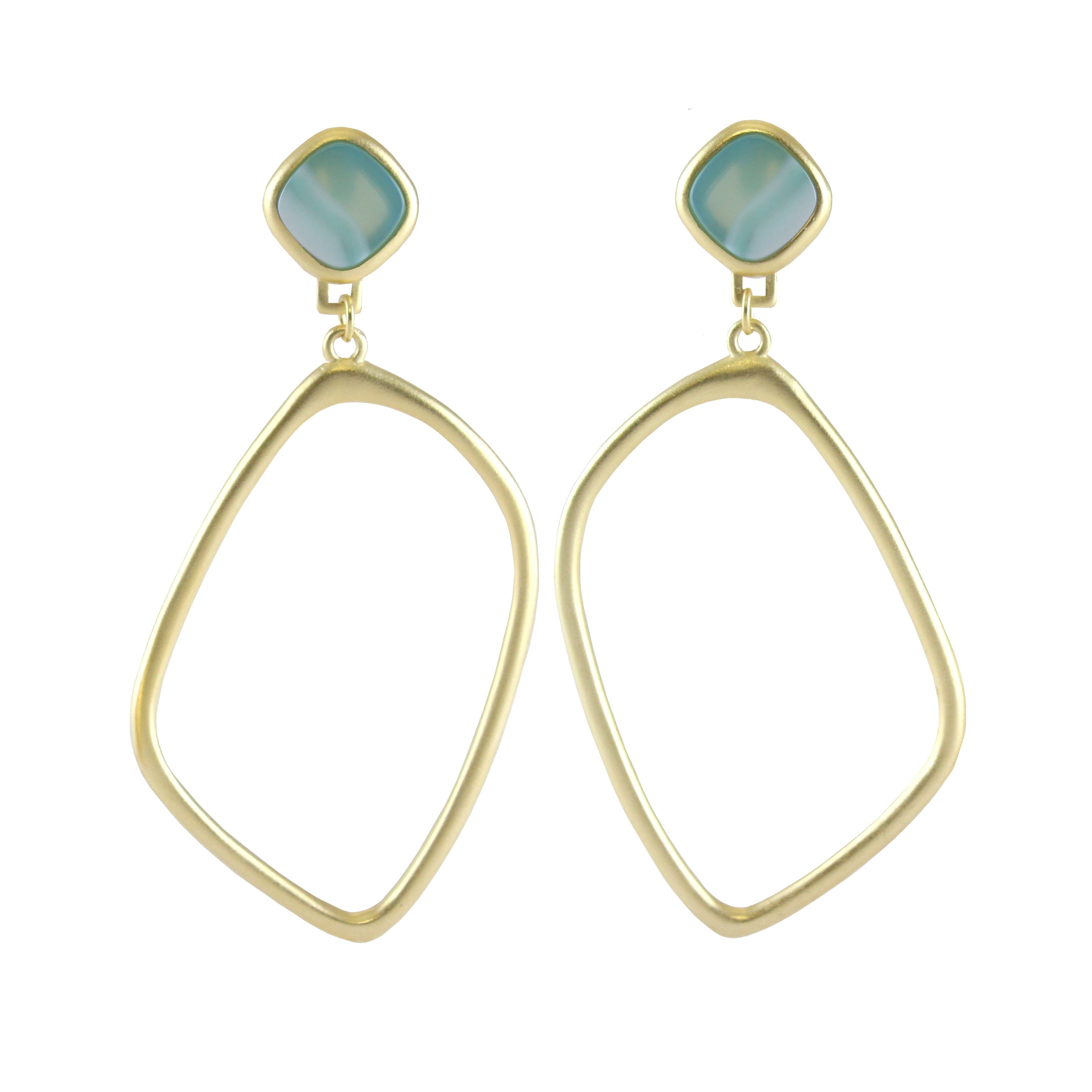 Marcia Moran Women's Gold / Blue Nell Stone Post Earrings