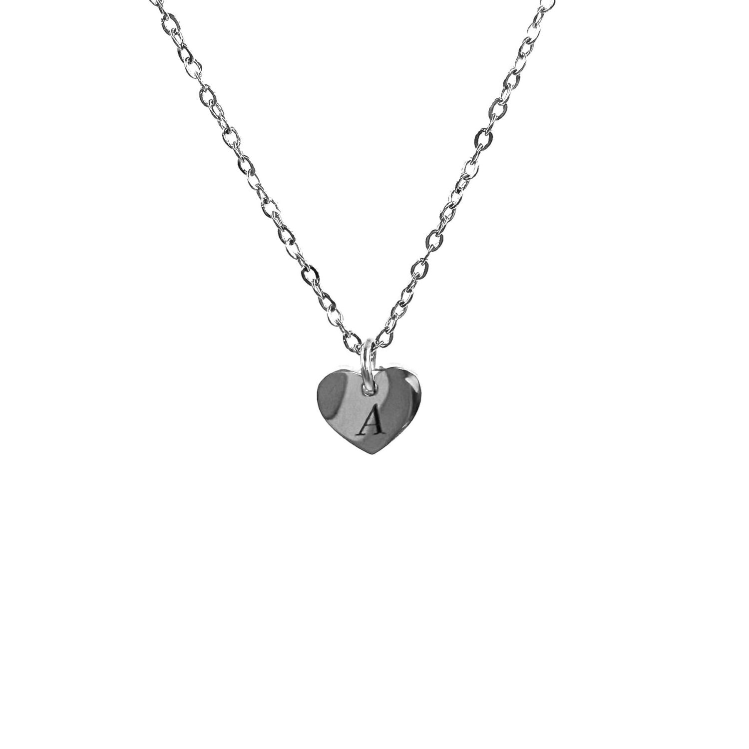 Amati Collection Women's Initials Heartshaped Necklace Stainless Steel  -   Silver In Silver