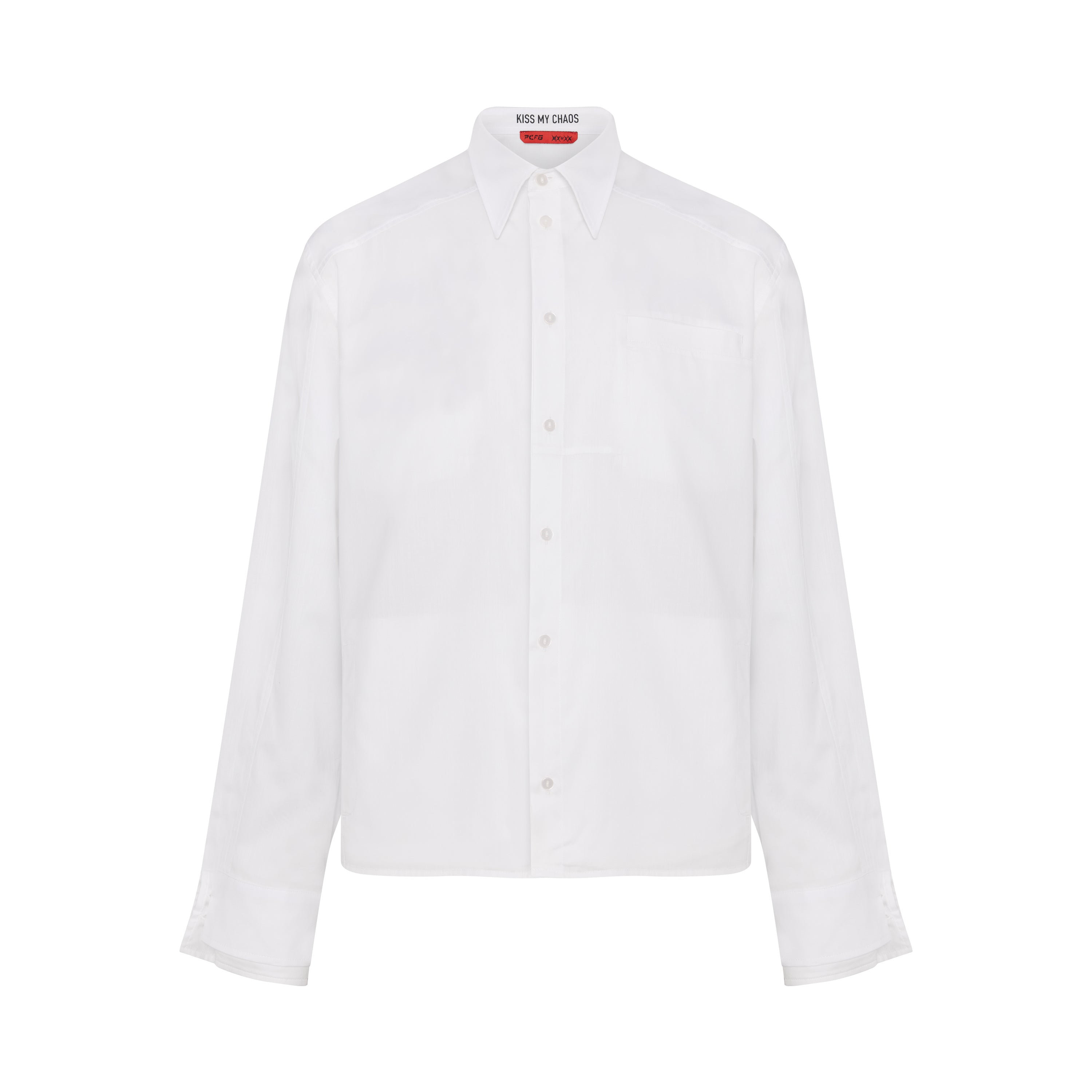Pcfg Men's White Pure Cotton Woven Shirt With Double Cuff In White