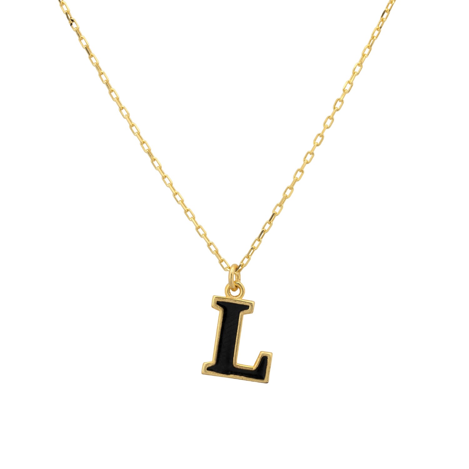 Women’s Gold / Black Initial Enamel Necklace Gold L Latelita