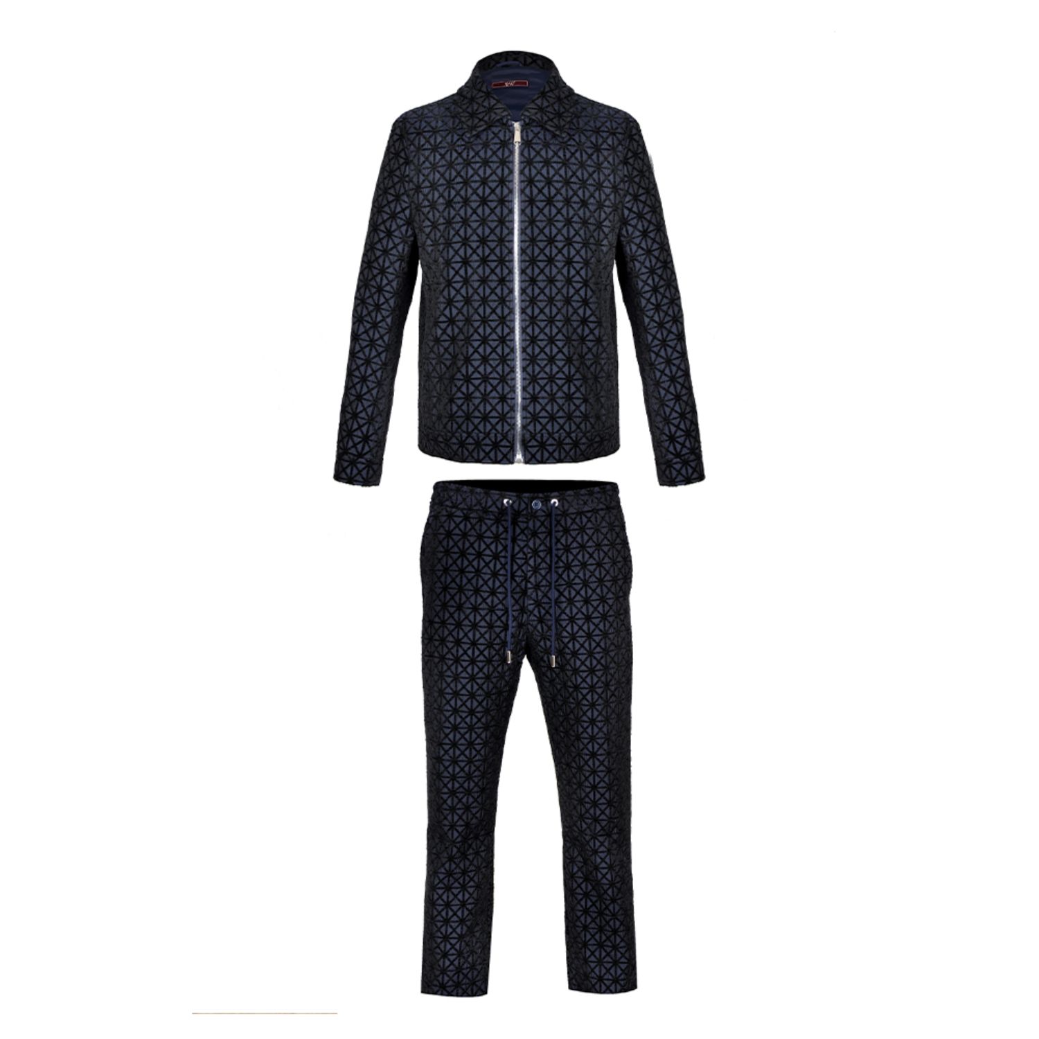 David Wej Men's Kensington Luxury Velvet Jacquard Aviator Set - Navy Blue In Blue