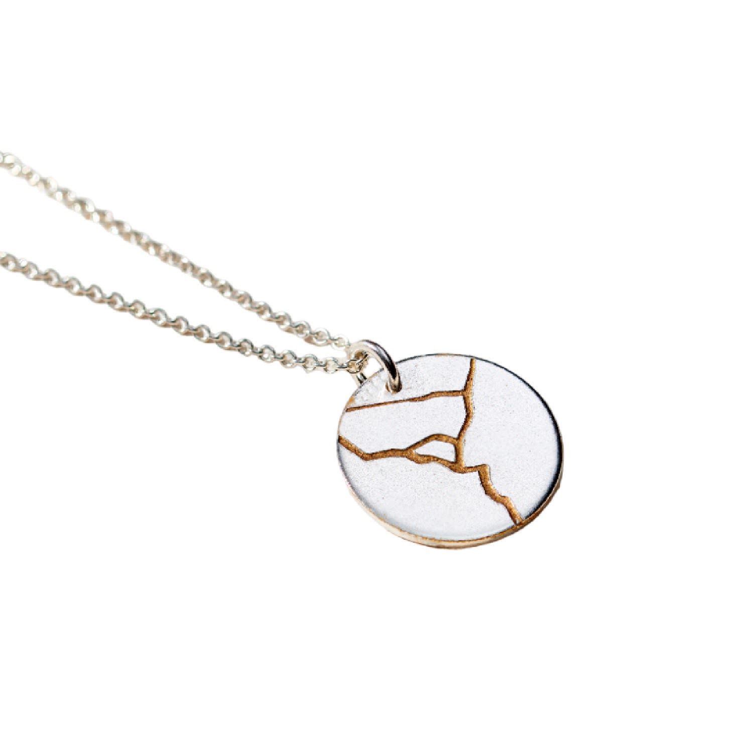 Women’s Sterling Silver Kintsugi Disc Necklace Posh Totty Designs