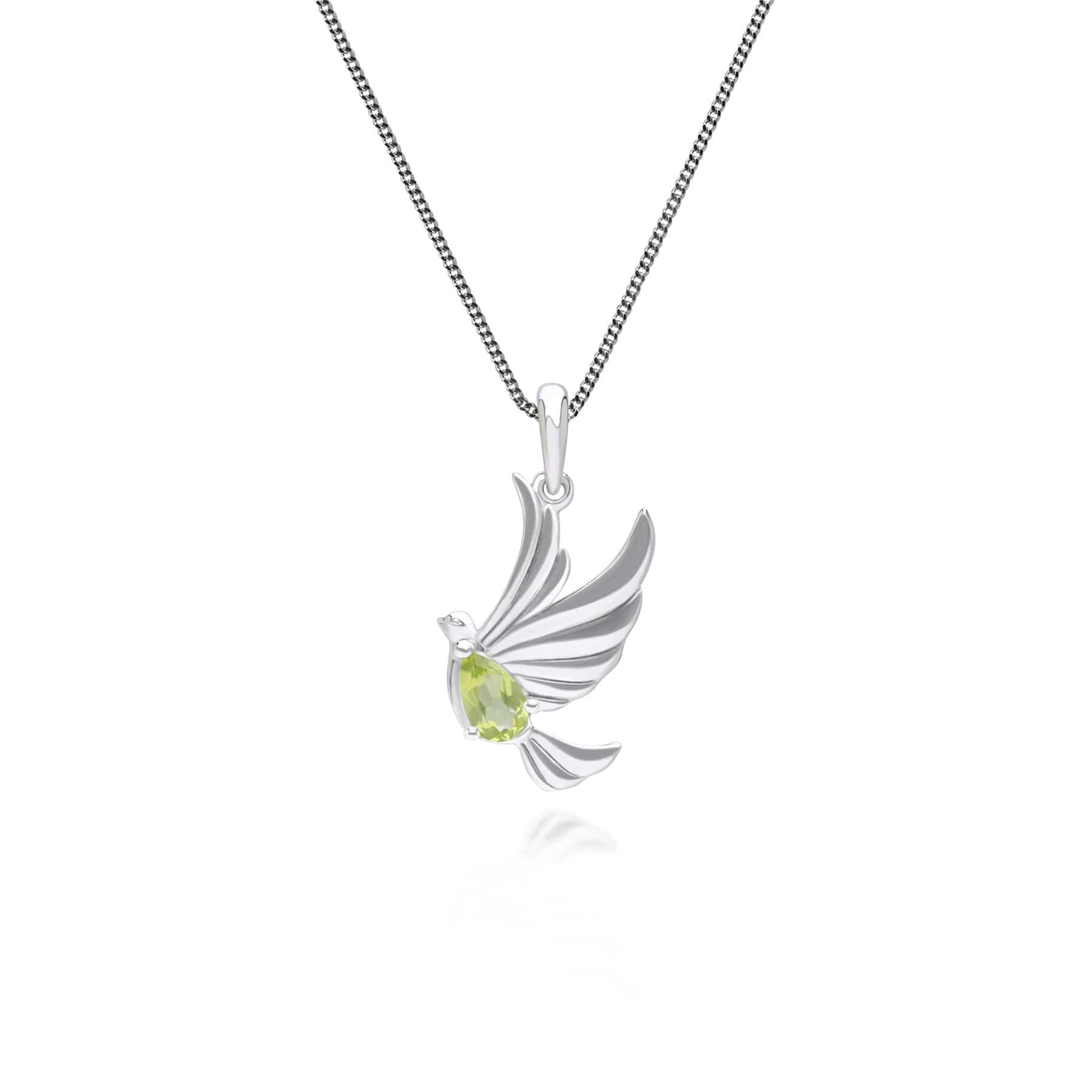 Women’s Green Ecfew Creator Peridot Dove Pendant Necklace In Sterling Silver Gemondo