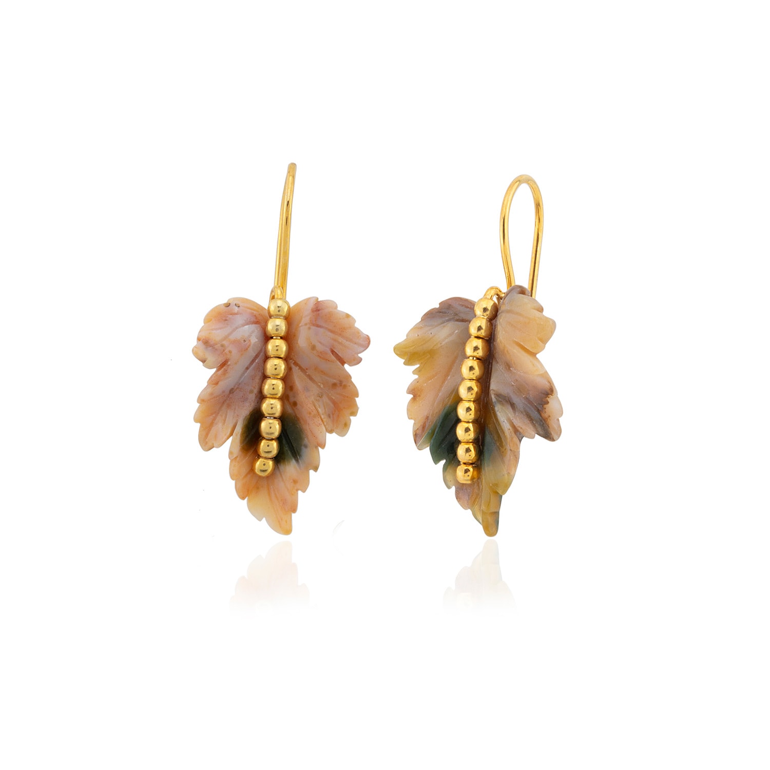 Milou Jewelry Women's Agate Leaf Earrings - Almond
