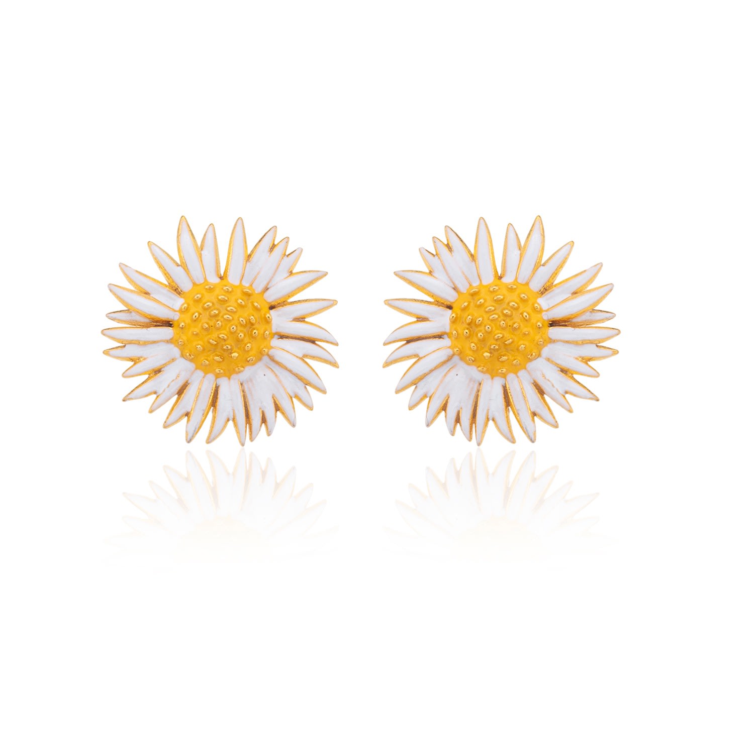 Women’s White Sunflower Earrings Milou Jewelry