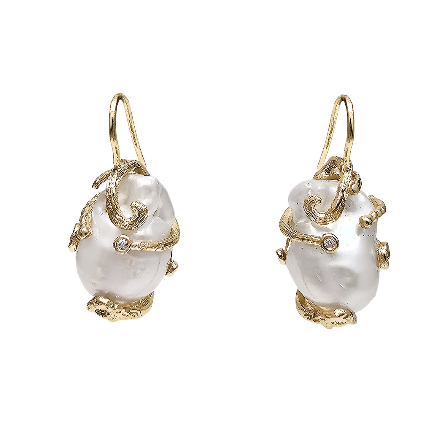 Farra Women's White Baroque Pearls Dangle Earrings