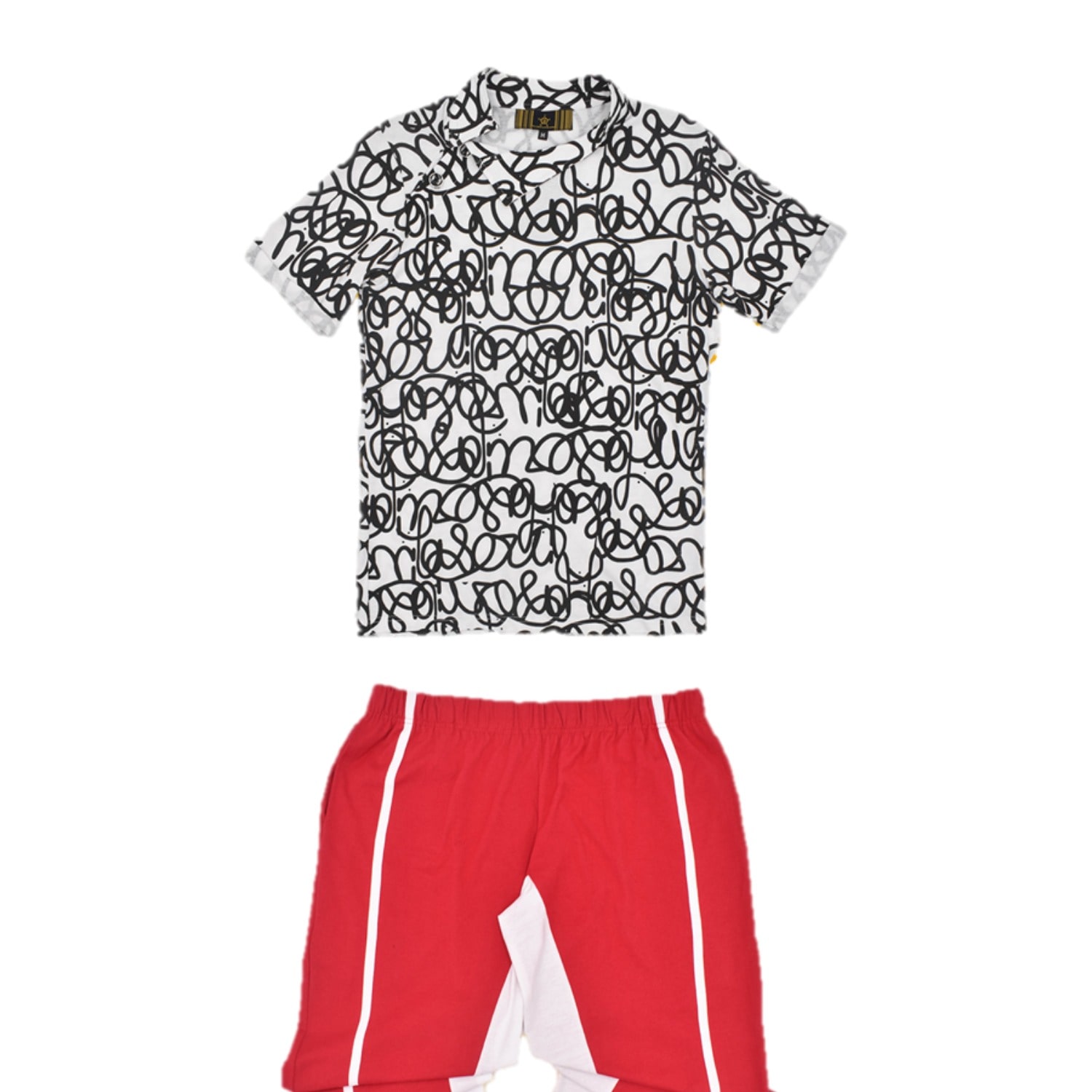 Chuks Collins Men's Red / White / Black Graffiti Print Shirt And Pant Set -  Diffusion Collection - T In White