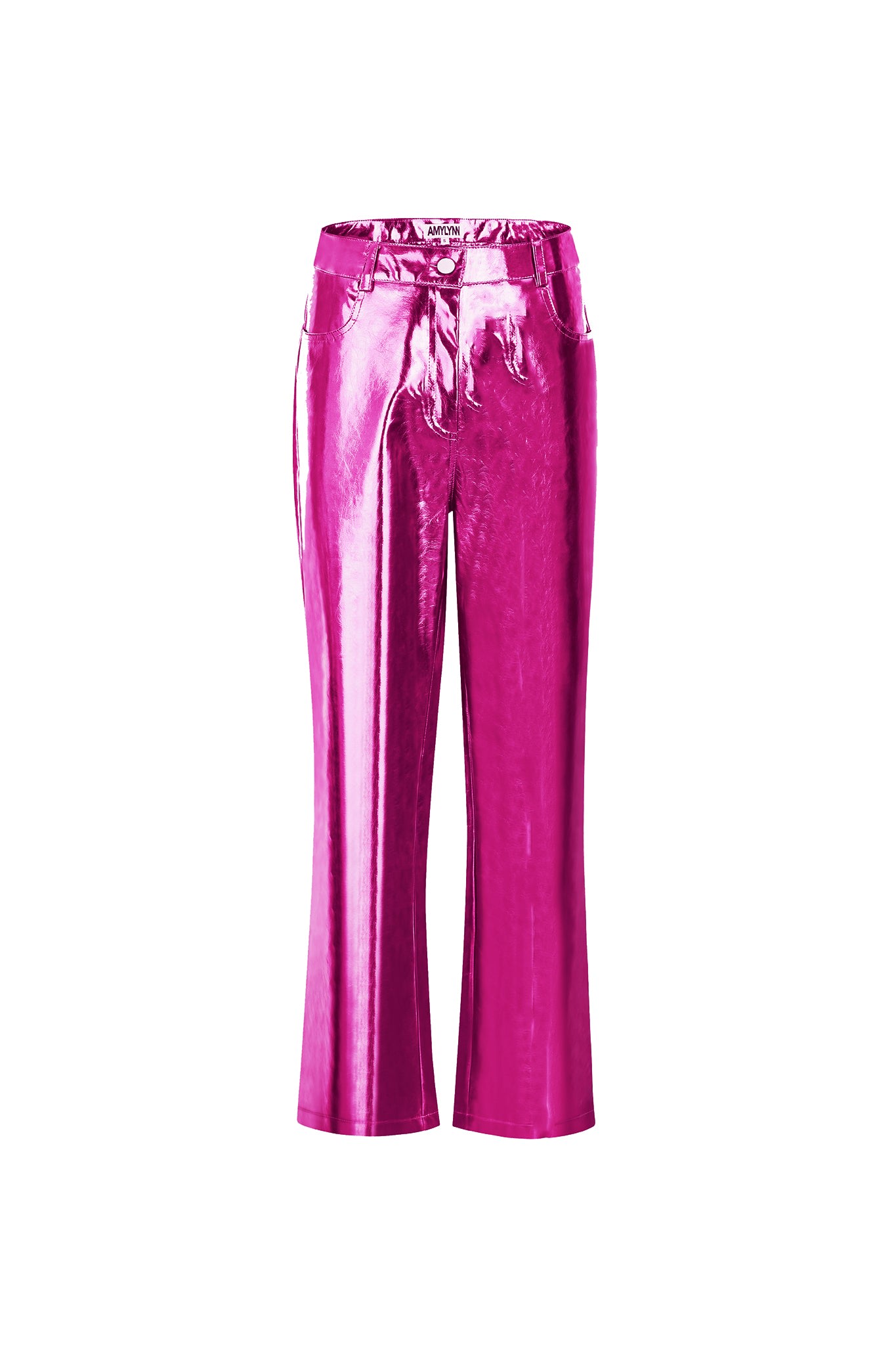 Amy Lynn Women's Pink / Purple Lupe Magenta Metallic Vegan Leather Trousers