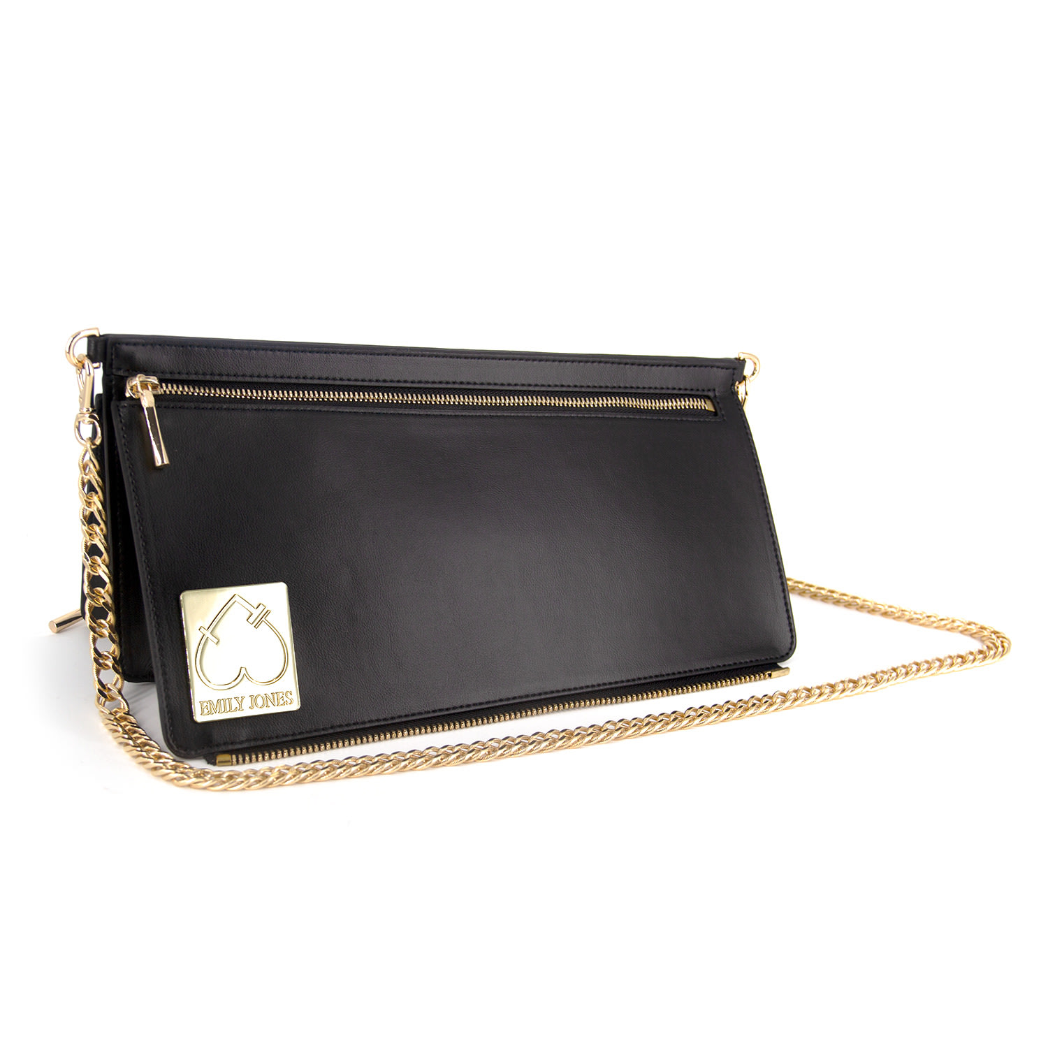 Women's Gold / Black Black Amsterdam Triangle Crossbody Bag/ Gold Hardware | One Size | Emily Jones
