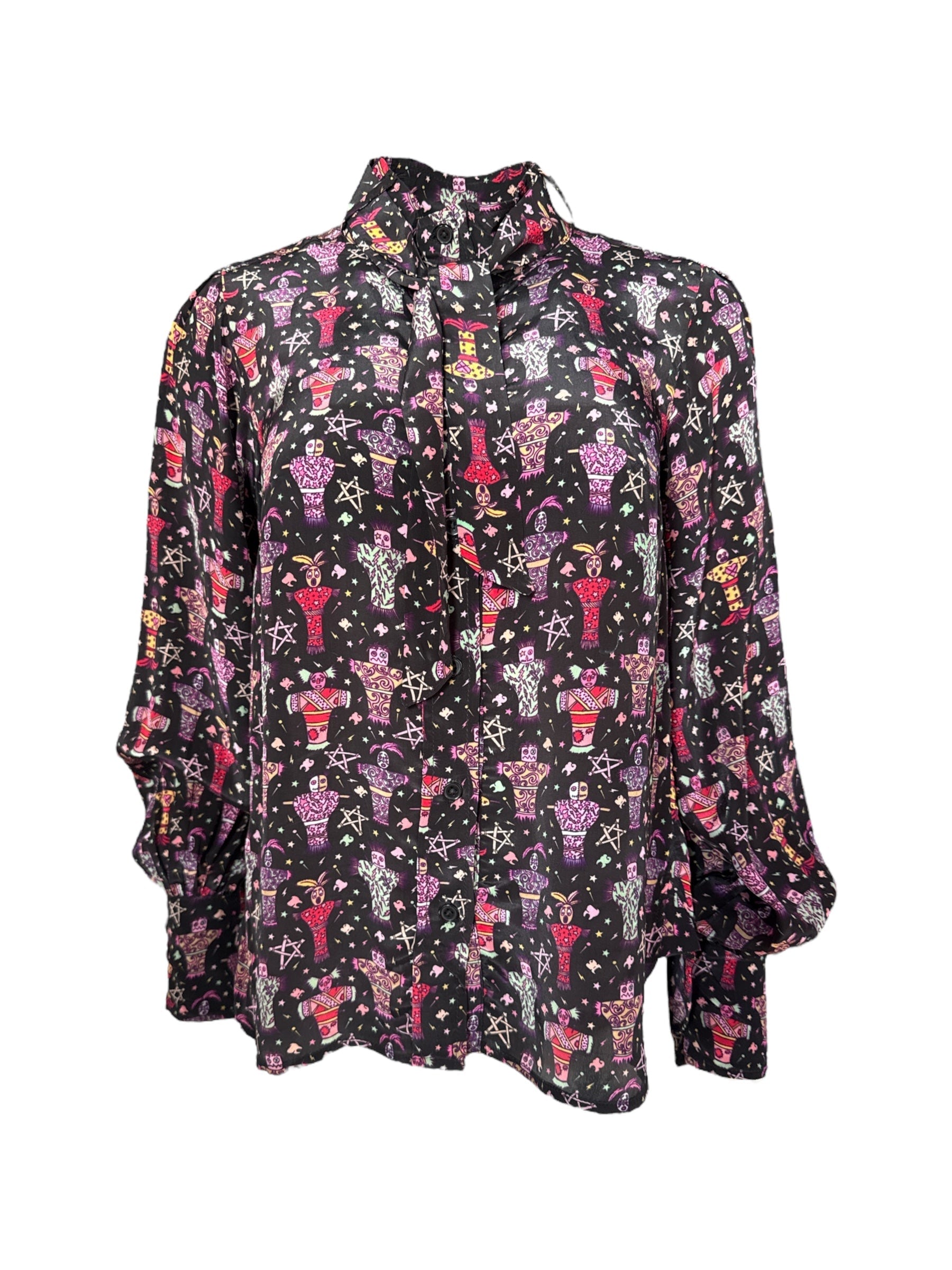 Any Old Iron Women's Black / Red Multicolor Voodoo Necktie Shirt In Black/red