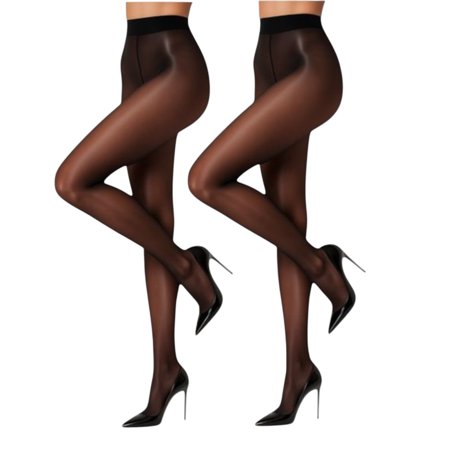 High Heel Jungle By Kathryn Eisman Women's Black 15 Denier Glazed Finish Tights Luminous 2 Pack