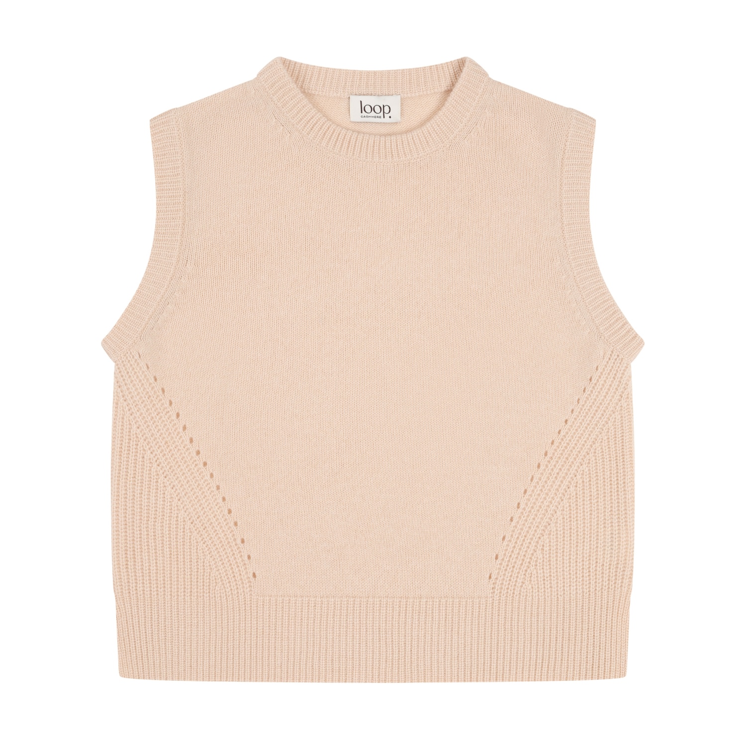 Loop Cashmere Women's Neutrals / White Ribbed Detail Lofty Cashmere Tank In Crème In Pink