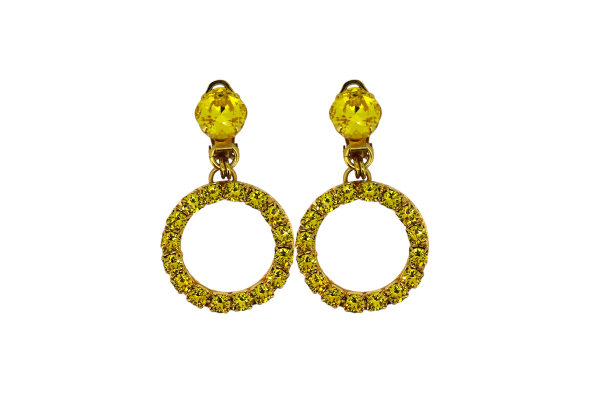 Vickisarge Women's The Small Yellow Hoop Earrings In Gold - Clip In Yellow