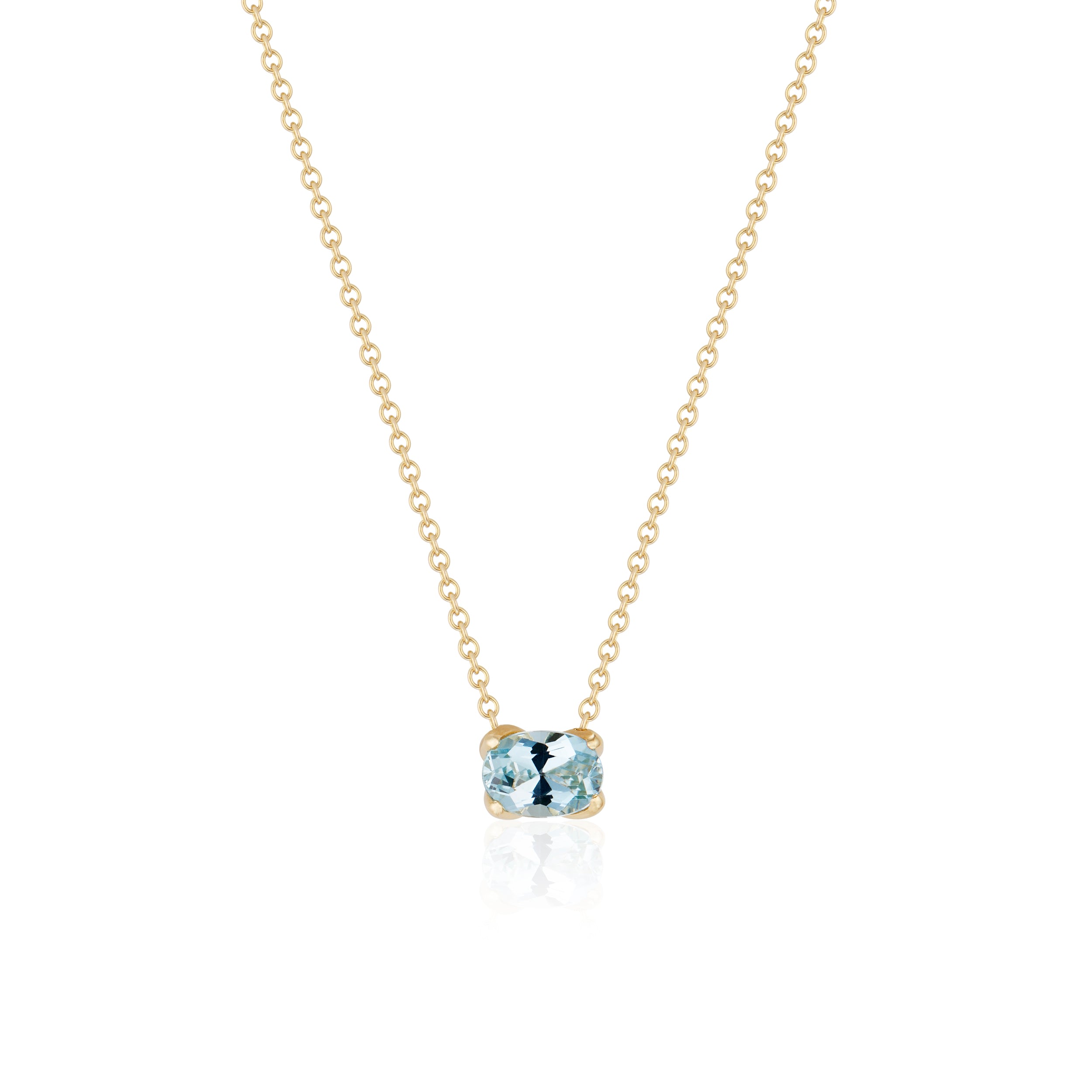 Women’s Gold / Blue Aquamarine "H" Necklace In 18K Yellow Gold Hannah Allene