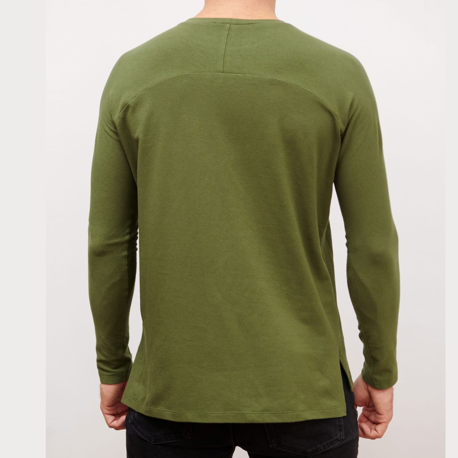 Drop Cut Hem Comfort T-Shirt - Military Green | Ocean Rebel | Wolf