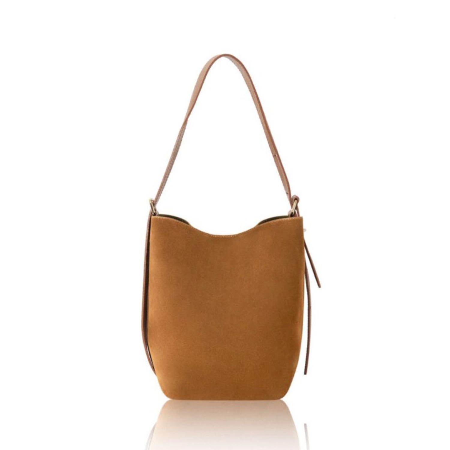 Betsy & Floss Women's Brown Melfi Suede Bucket Tote Bag In Tan In Brown