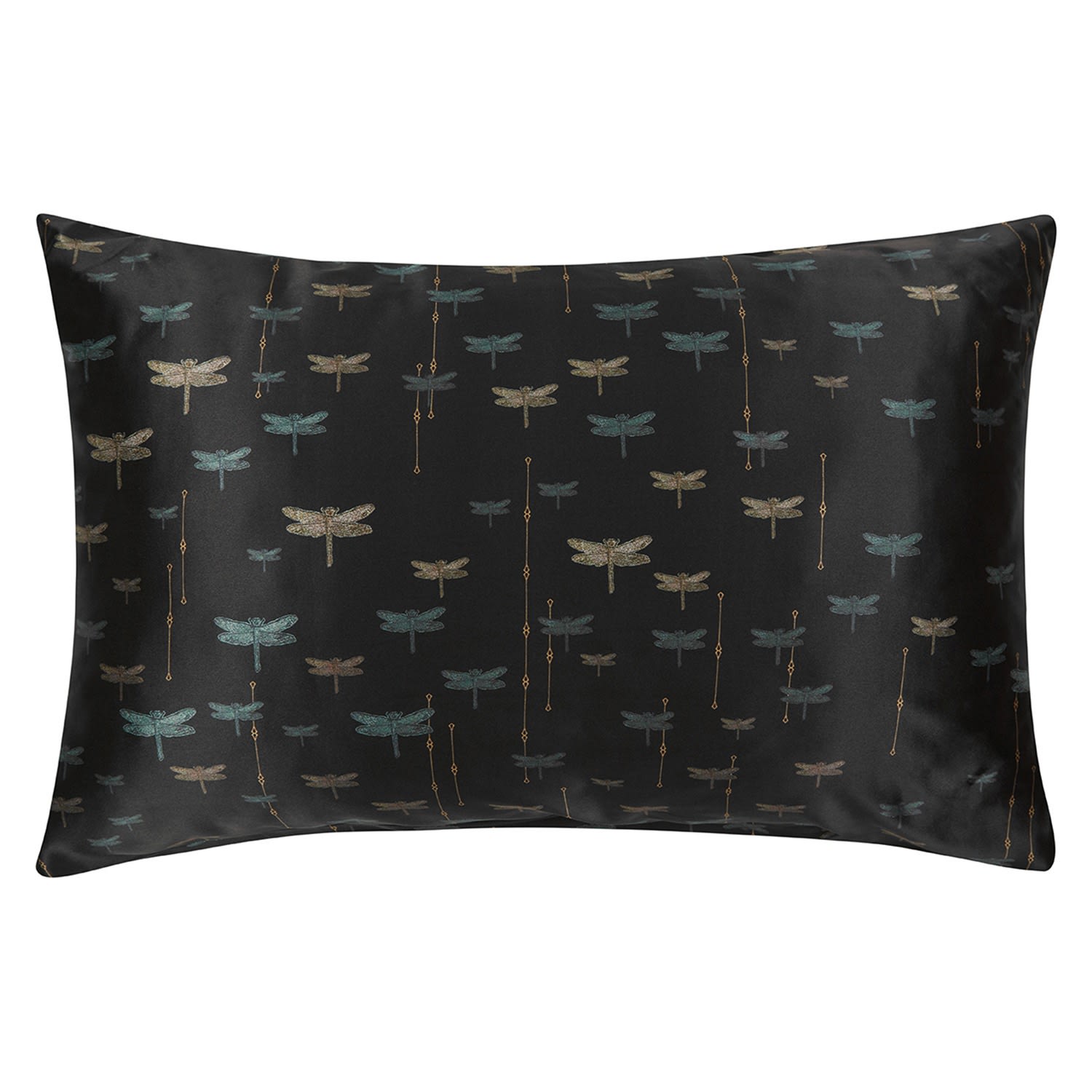 Genevie Gold / Black / Blue Dragonfly Silk Pillowslip