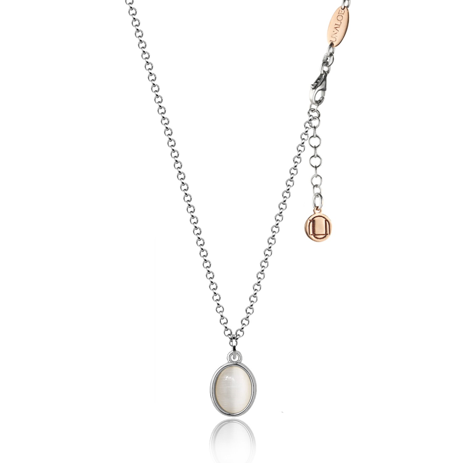Unaloe Women's Necklace Sterling Silver With Mother Of Pearl Pendant In Silver