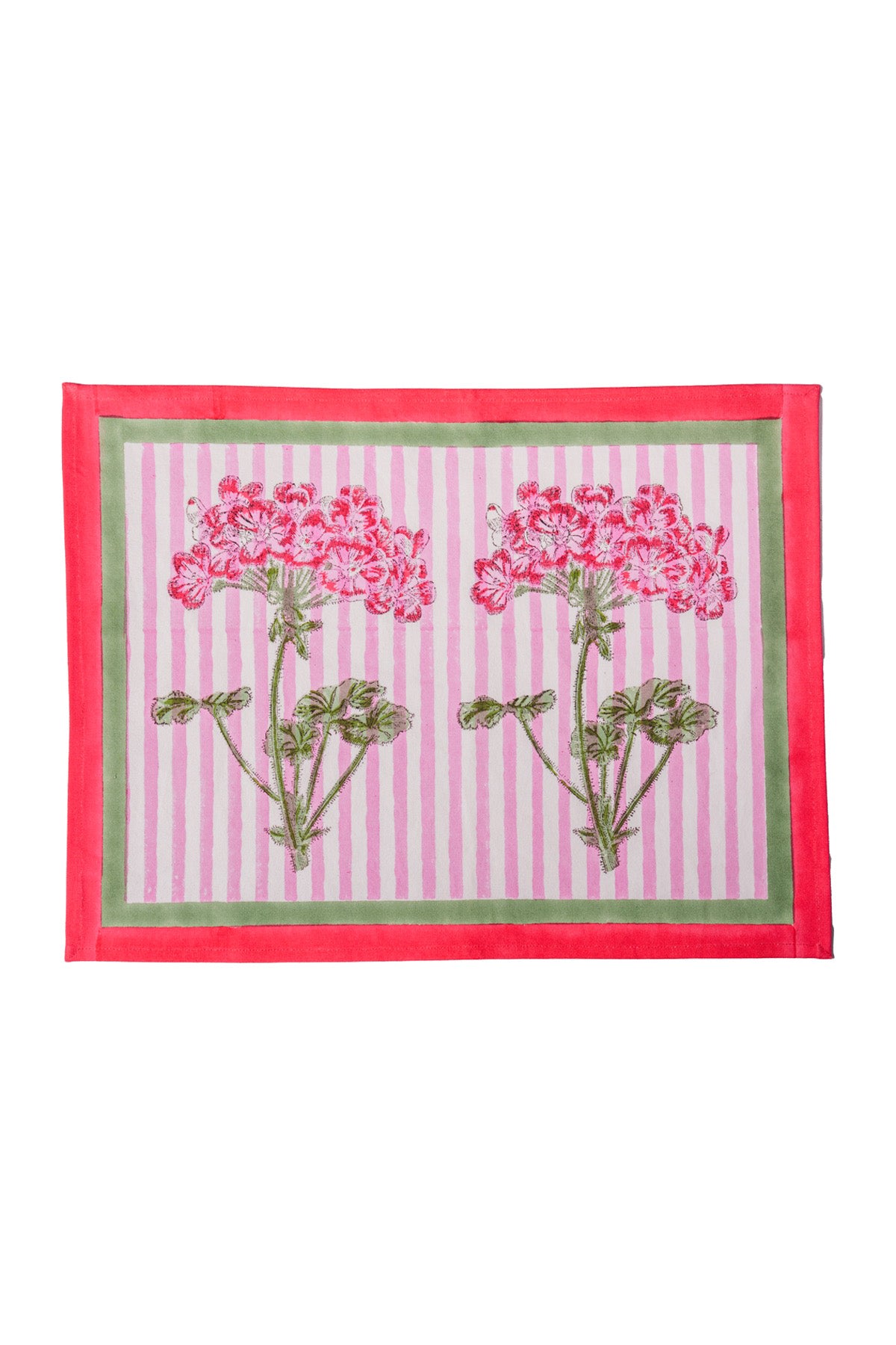 Inner Child Pink / Purple Pink Hydrangea Blockprint Placemat, Set Of Two