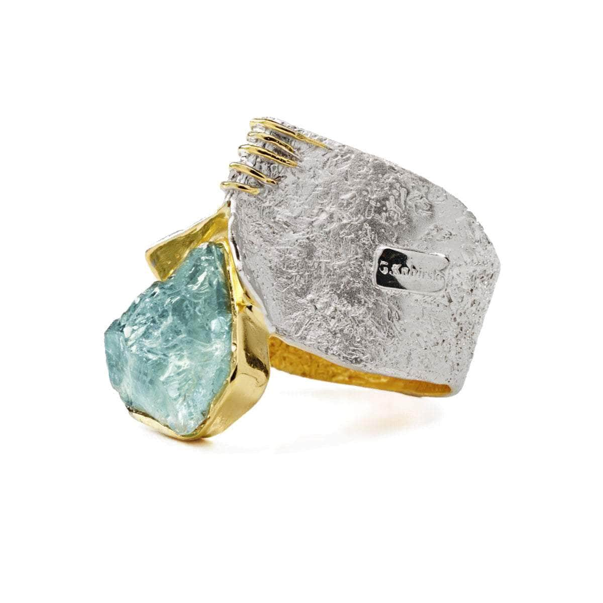 German Kabirski Women's Blue / Silver Corliss Aquamarine Rough - Ring In Gray