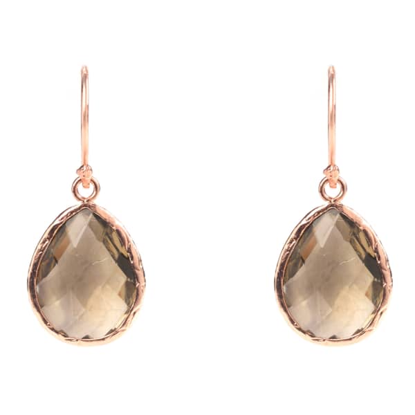 Latelita London Petite Drop Earring Smokey Quartz Rosegold In Drop