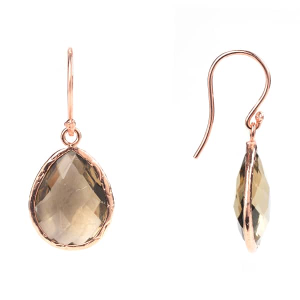 Latelita London Petite Drop Earring Smokey Quartz Rosegold In Drop
