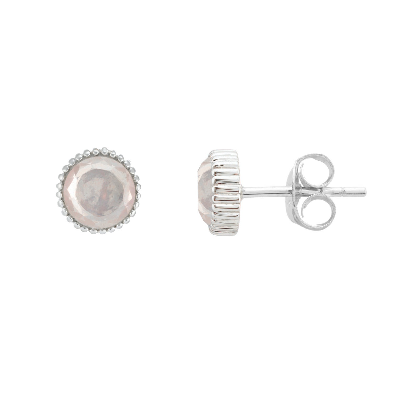 Auree Jewellery Women's Silver / Pink Barcelona Silver October Birthstone Stud Earrings Rose Quartz In Multi