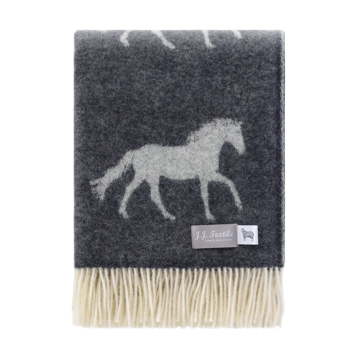 J.j.textile Soft Black Horse Throw In Multi