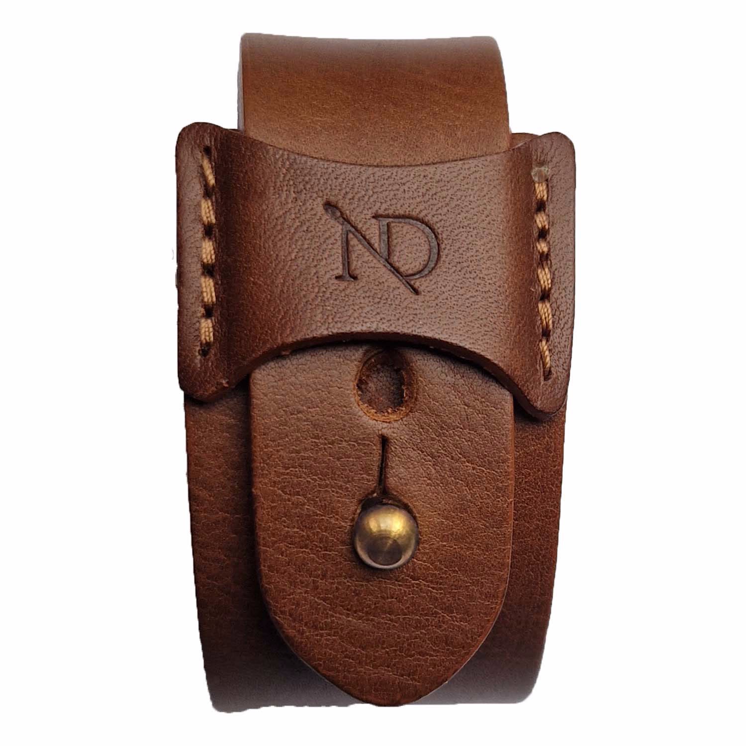N'damus London Women's Finsbury Brown Natural Grain Leather Bracelet With Brass Button In Brown