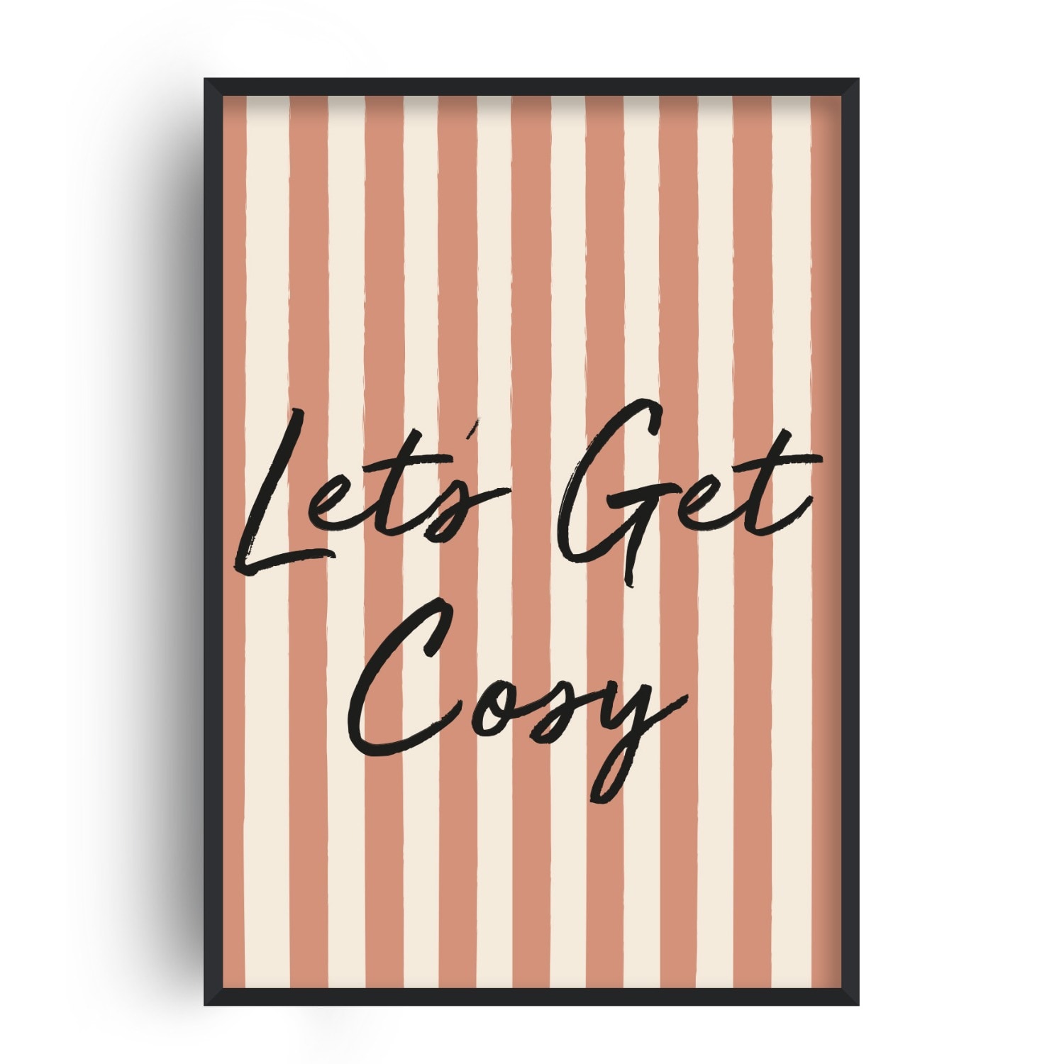 Fanclub Orange / Neutrals Retro Striped Lets Get Cosy Retro Bedroom Art Print