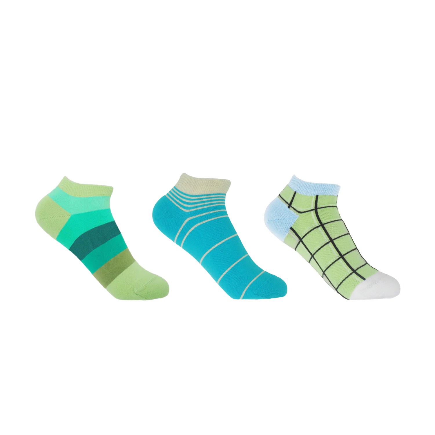 Women’s Trainer Sock Bundle - Block Stripe, Retro & Grid One Size Peper Harow - Made in England