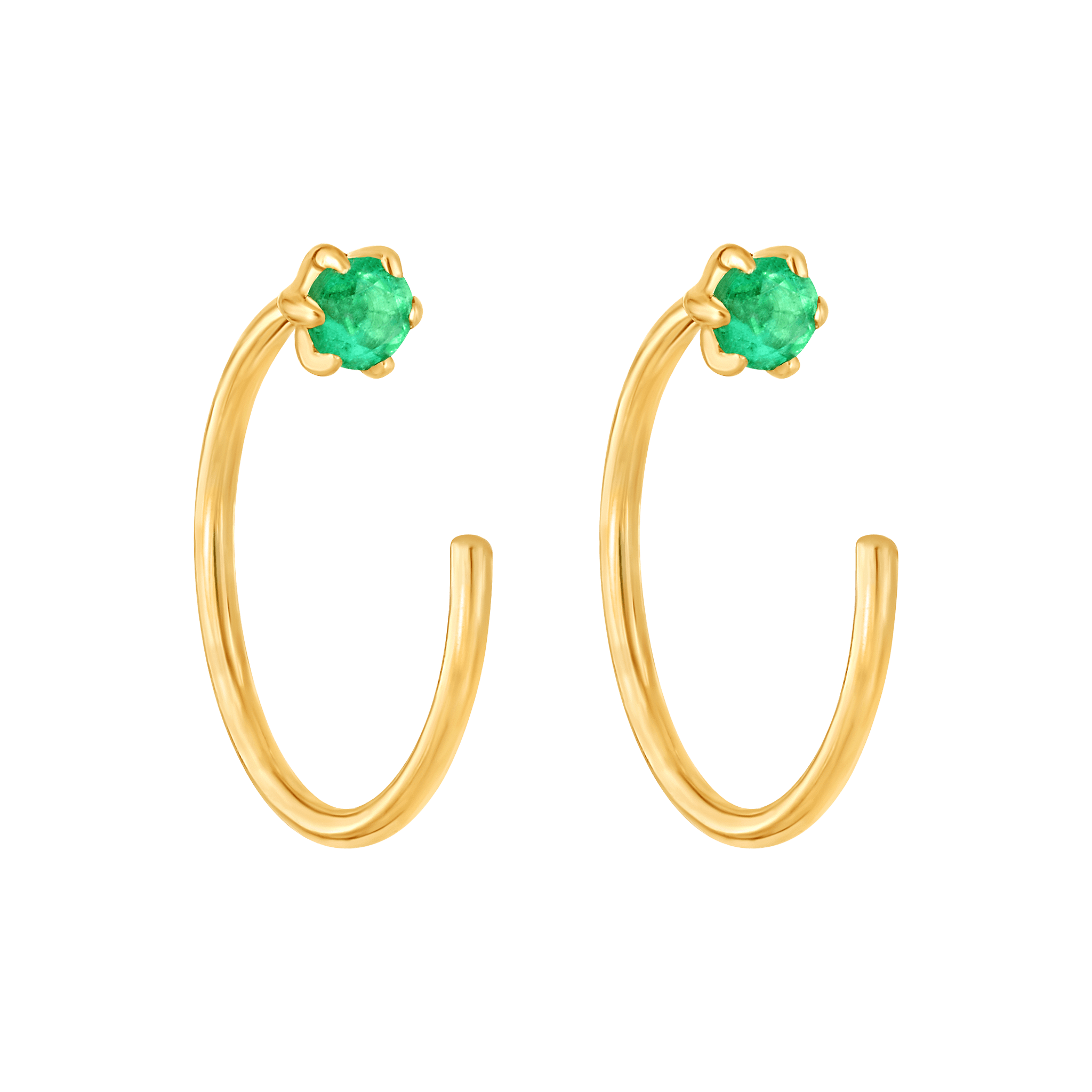 Women’s Solid Gold Emerald Mini Emerald Ear Huggers La Kaiser