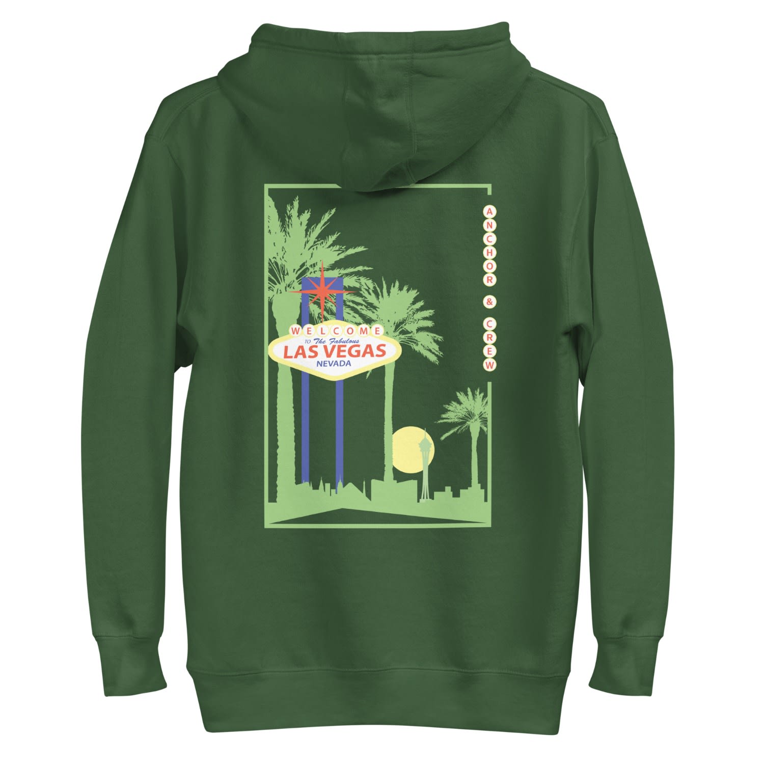 Anchor & Crew Forest Green Las Vegas Landmark Cotton Blend Hoodie - Women In Green
