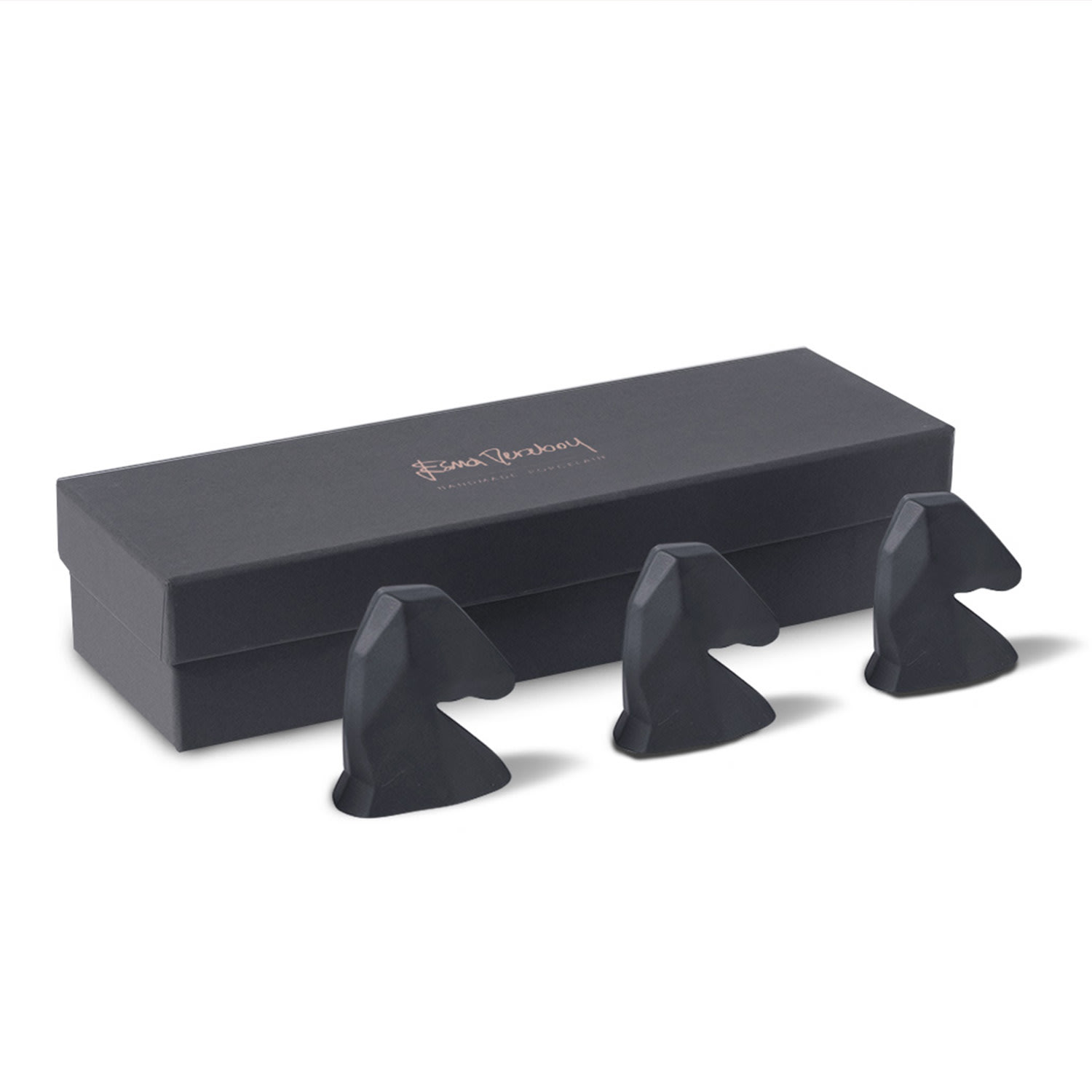 Esma Dereboy Decorative Horse Set Of 3 Black Colour