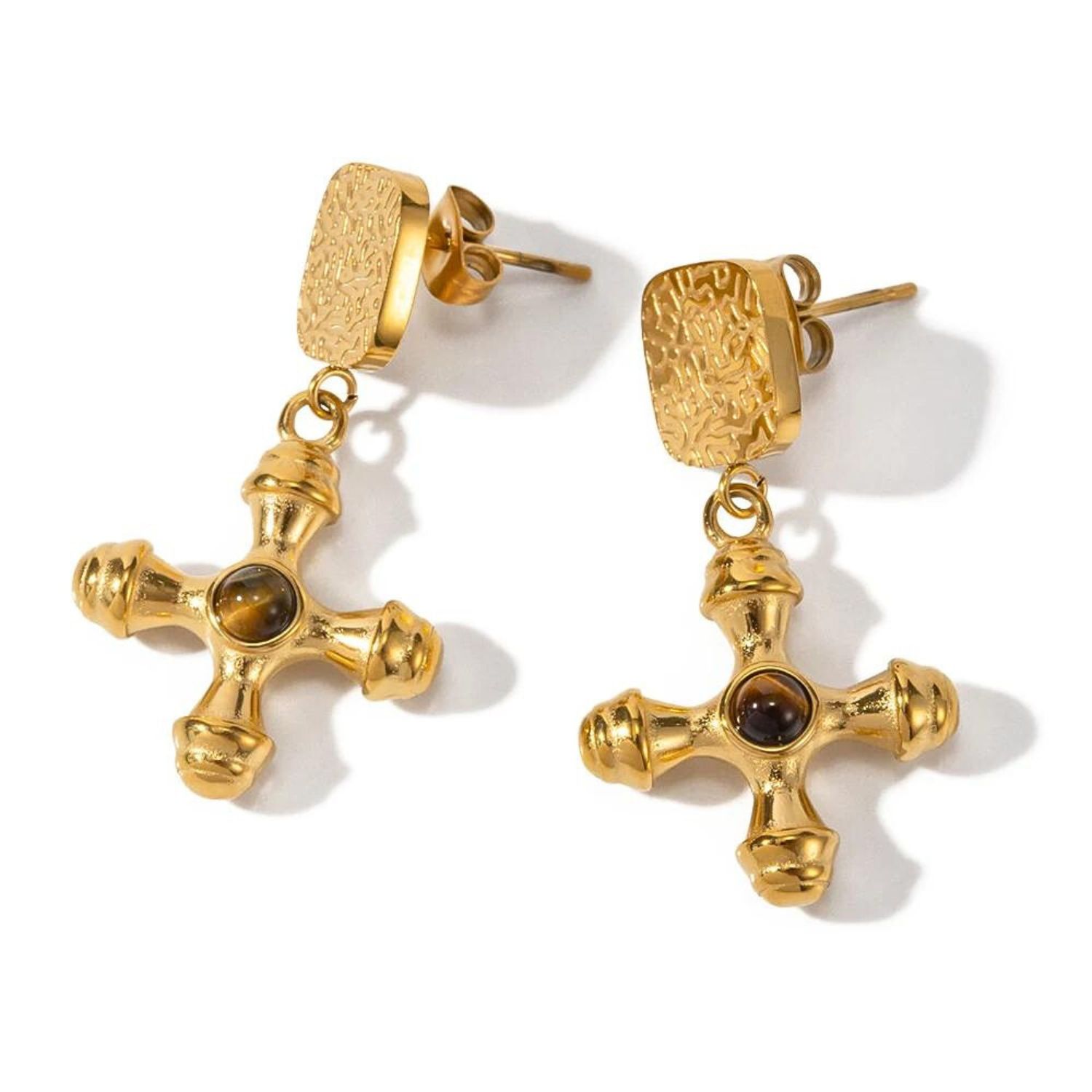 Olivia Le Women's Brown Adalena Cross Charm Earrings In Gold