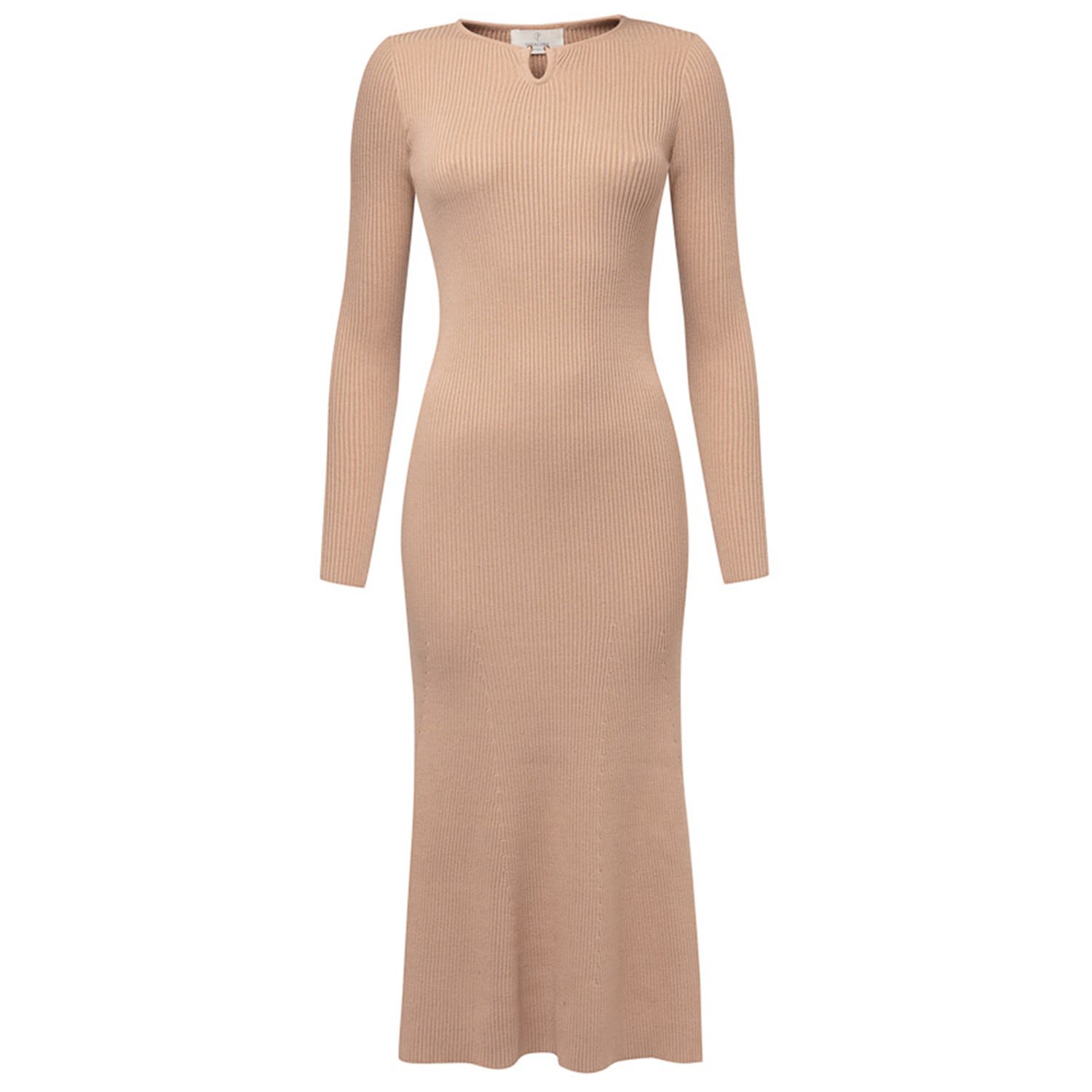 Peraluna Women's Brown Buckle Detailed Ribbed Knit Jumper Dress In Camel In Brown