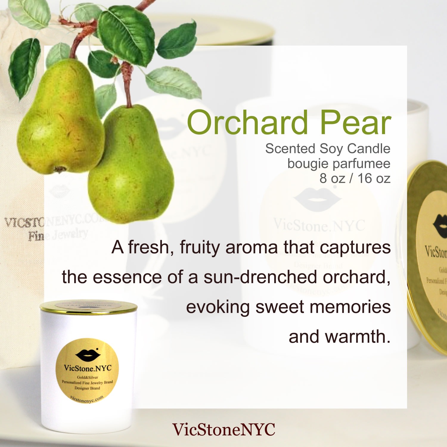 Vicstonenyc Fine Jewelry White Orchard Pear Incense Candle By Handmad In White