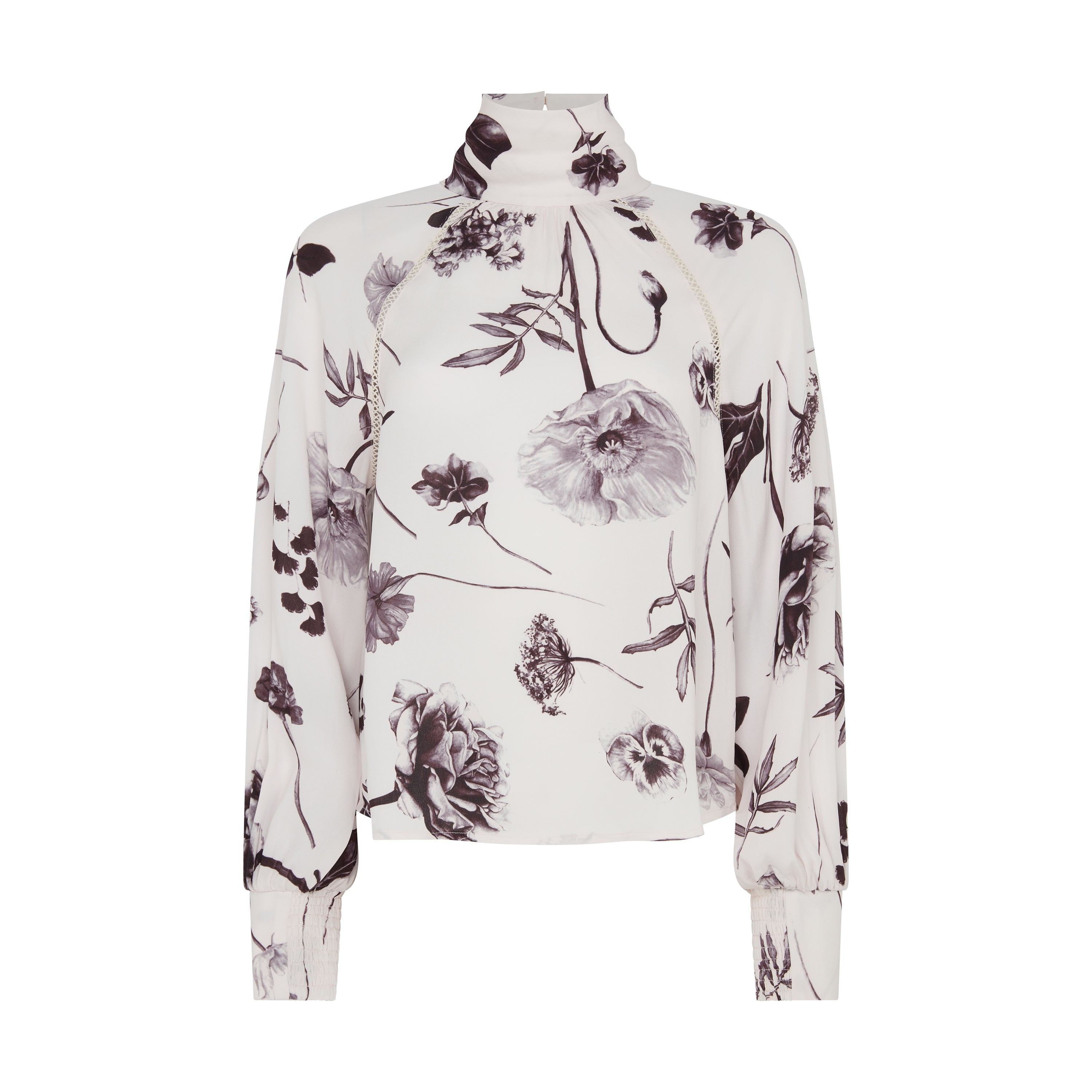 Rose & Nancy Women's Black / White Flora Mono High Neck In Black/white