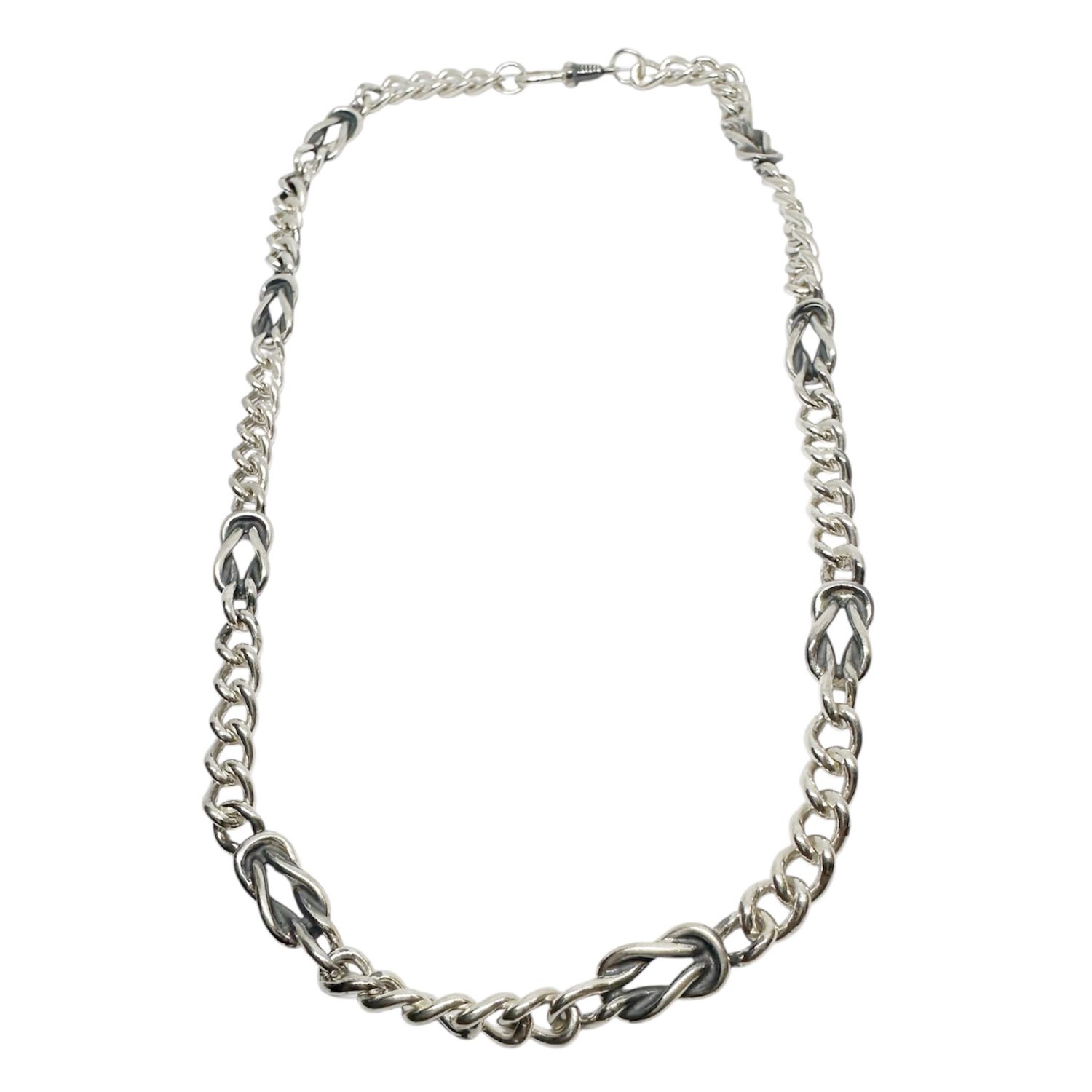 Tg-jewellery By Tamara Gervasio Men's Silver / Black Men's Nautical Knot Curb Chain One Of A Kind Sterling Silver In Multi