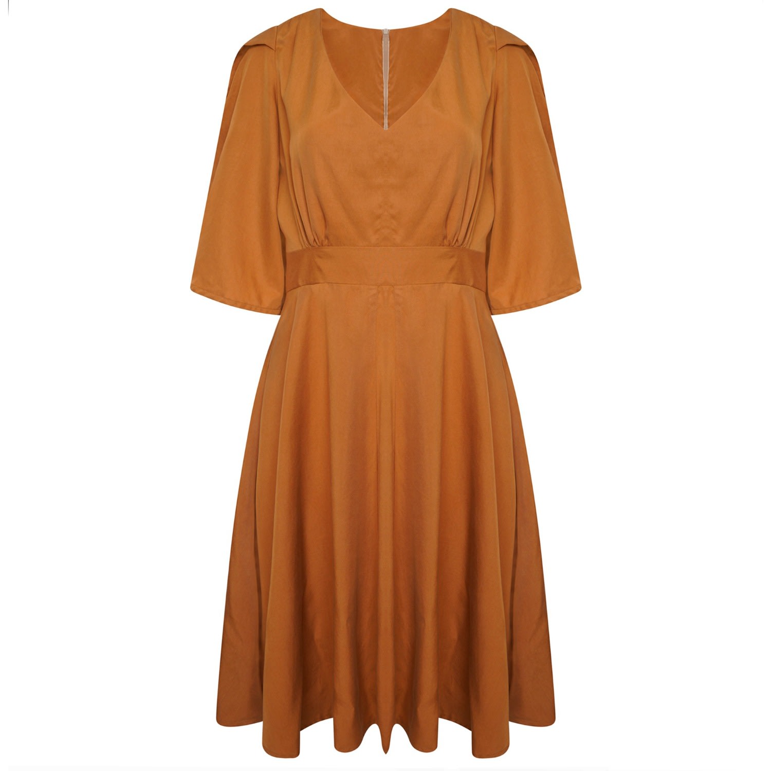 Women’s Neutrals Verity Midi Dress In Camel Eco Tencel Extra Small Cocoove